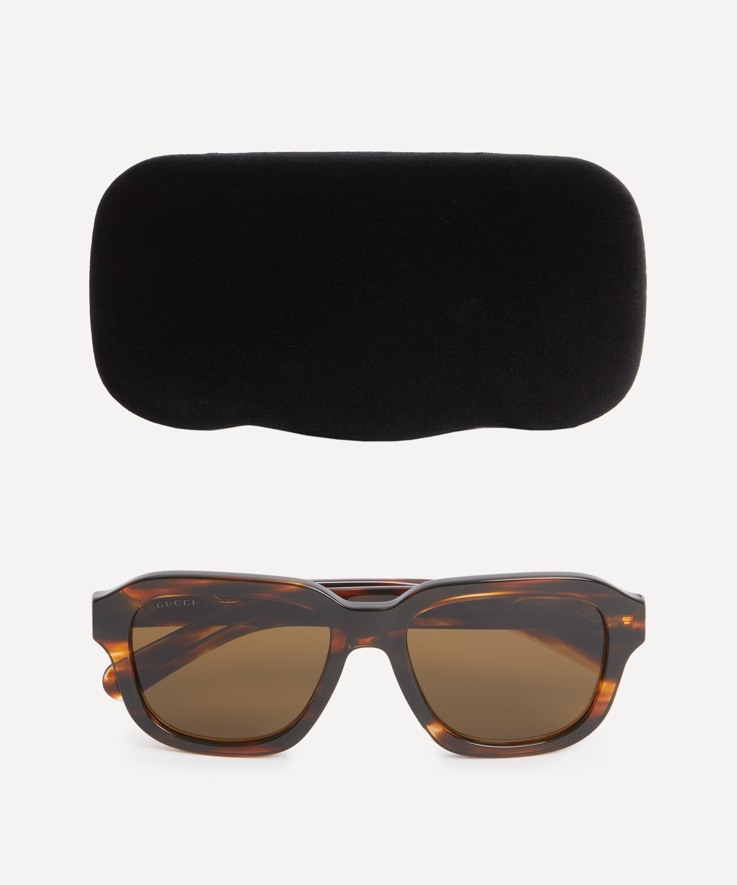Gucci - Rectangle Flamed Havana Acetate Sunglasses image number 3