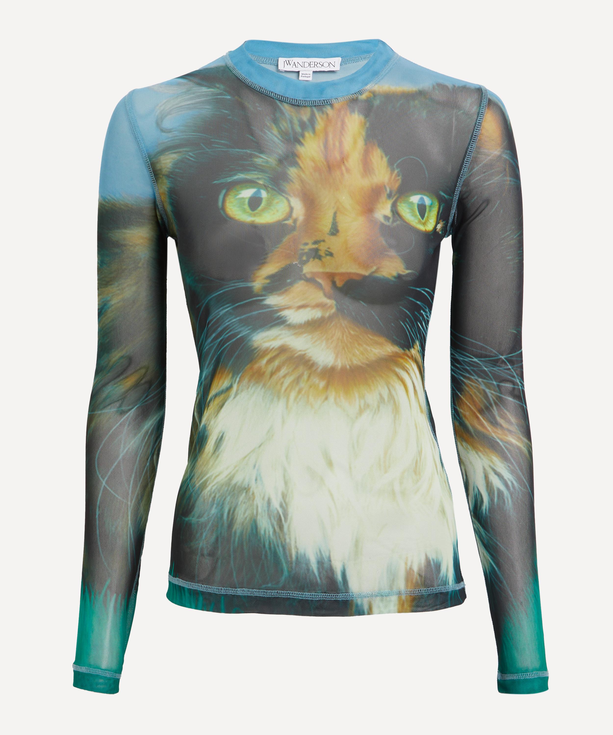 JW Anderson - Cat Print Sheer Long Sleeve Top image number 0