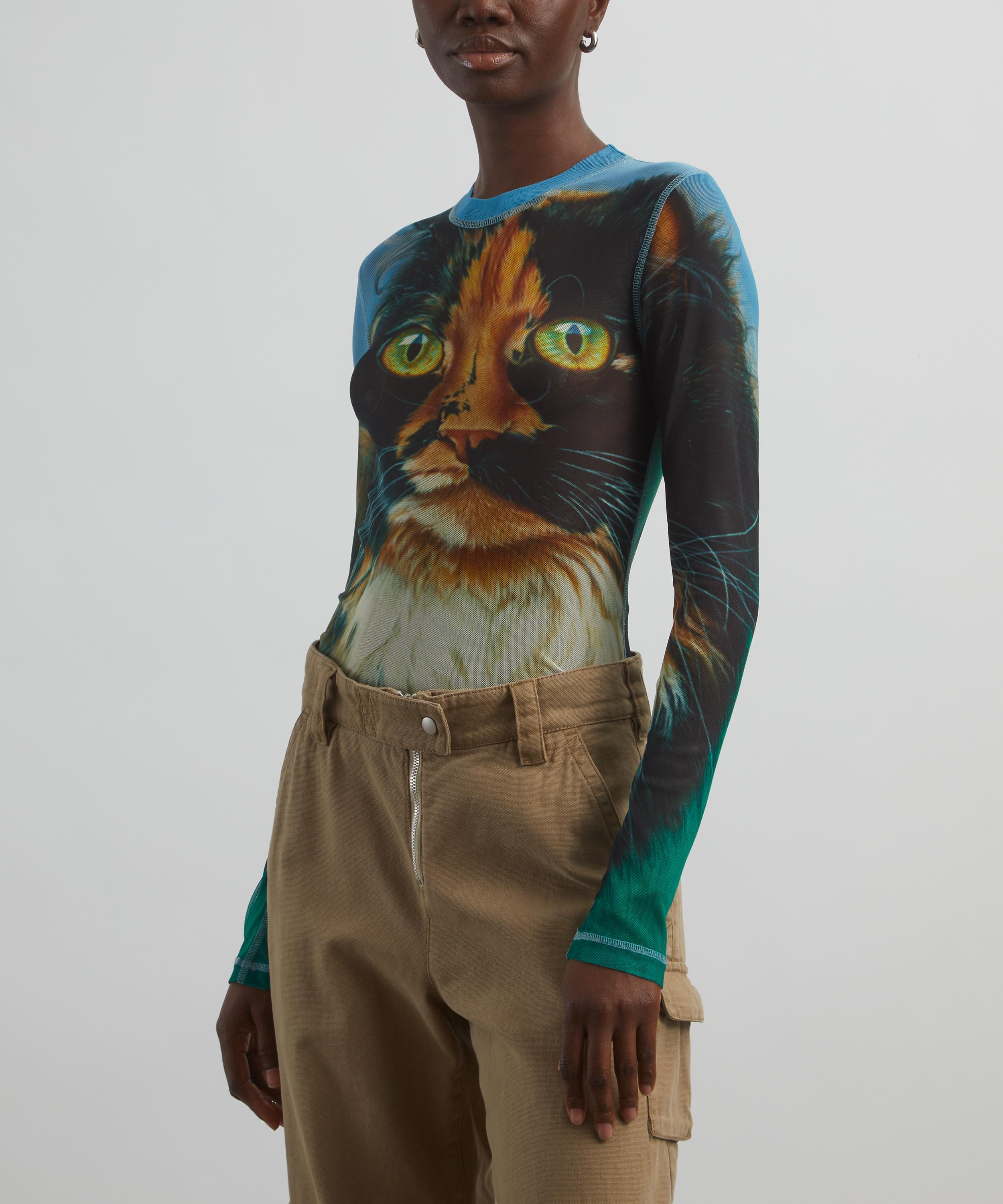 JW Anderson Cat Print Sheer Long Sleeve Top | Liberty