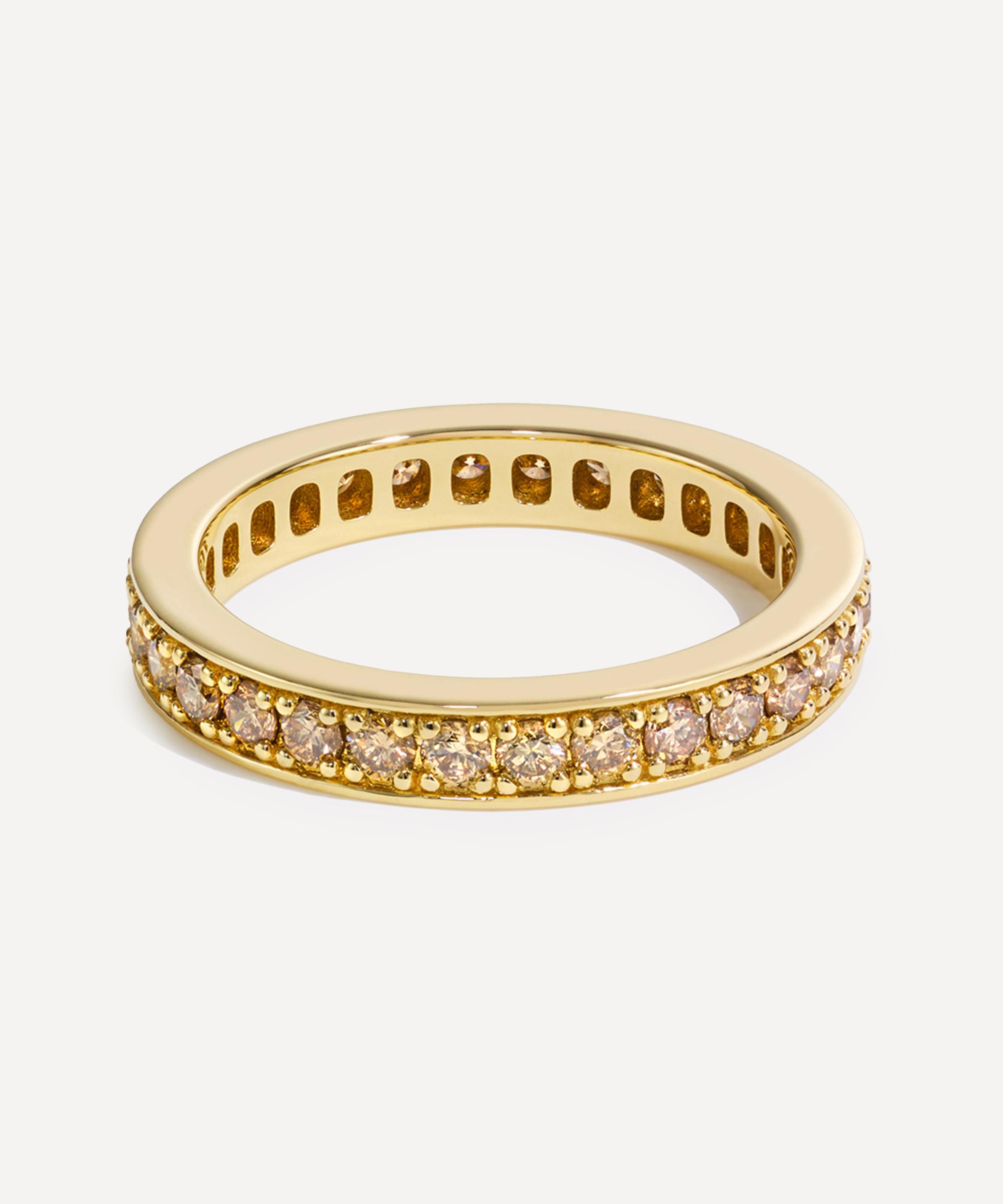 By Pariah - 14ct Gold Chubby Champagne Diamond Band Ring image number 0