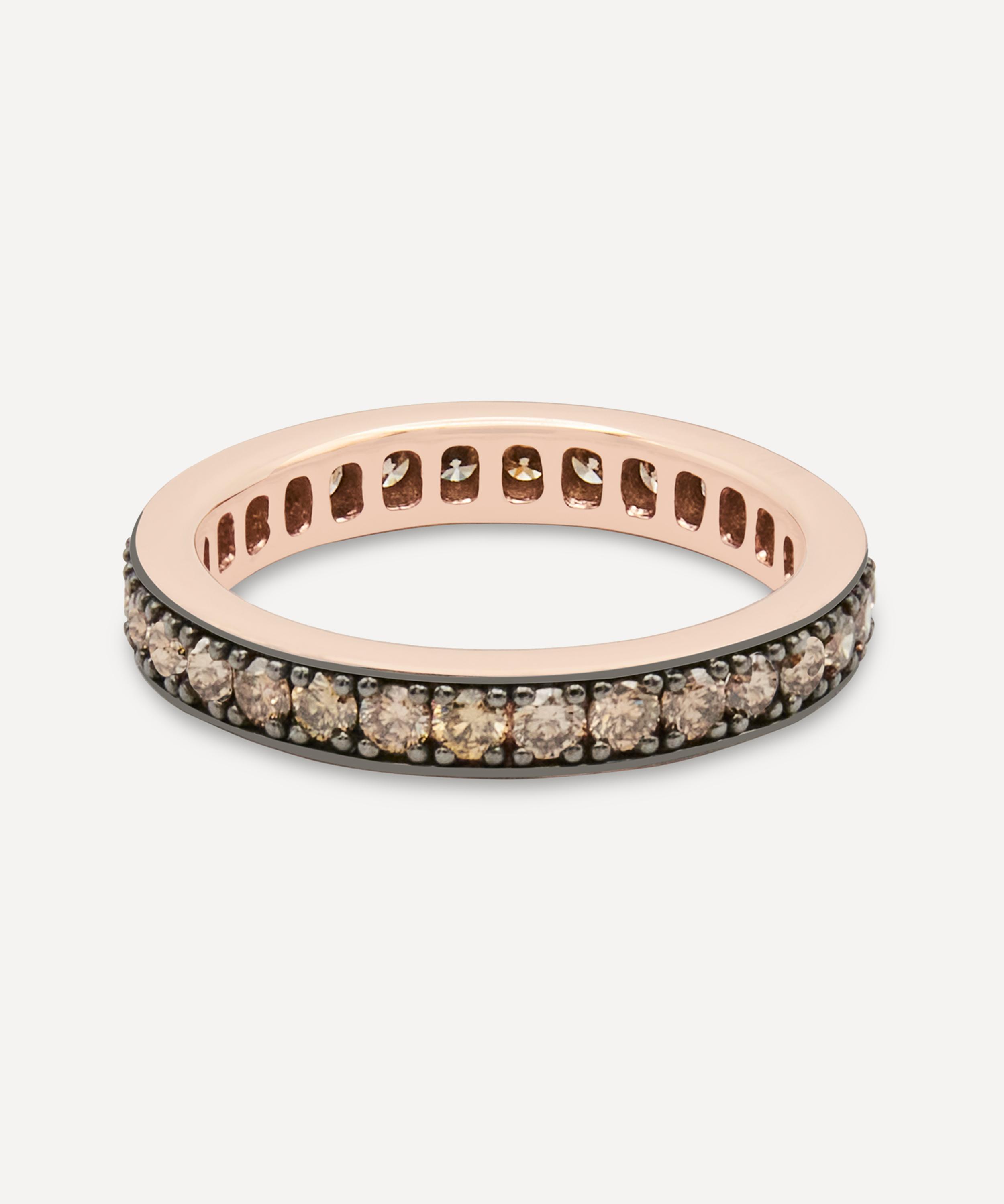 By Pariah - 14ct Rose Gold Chubby Champagne Diamond Band Ring image number 0