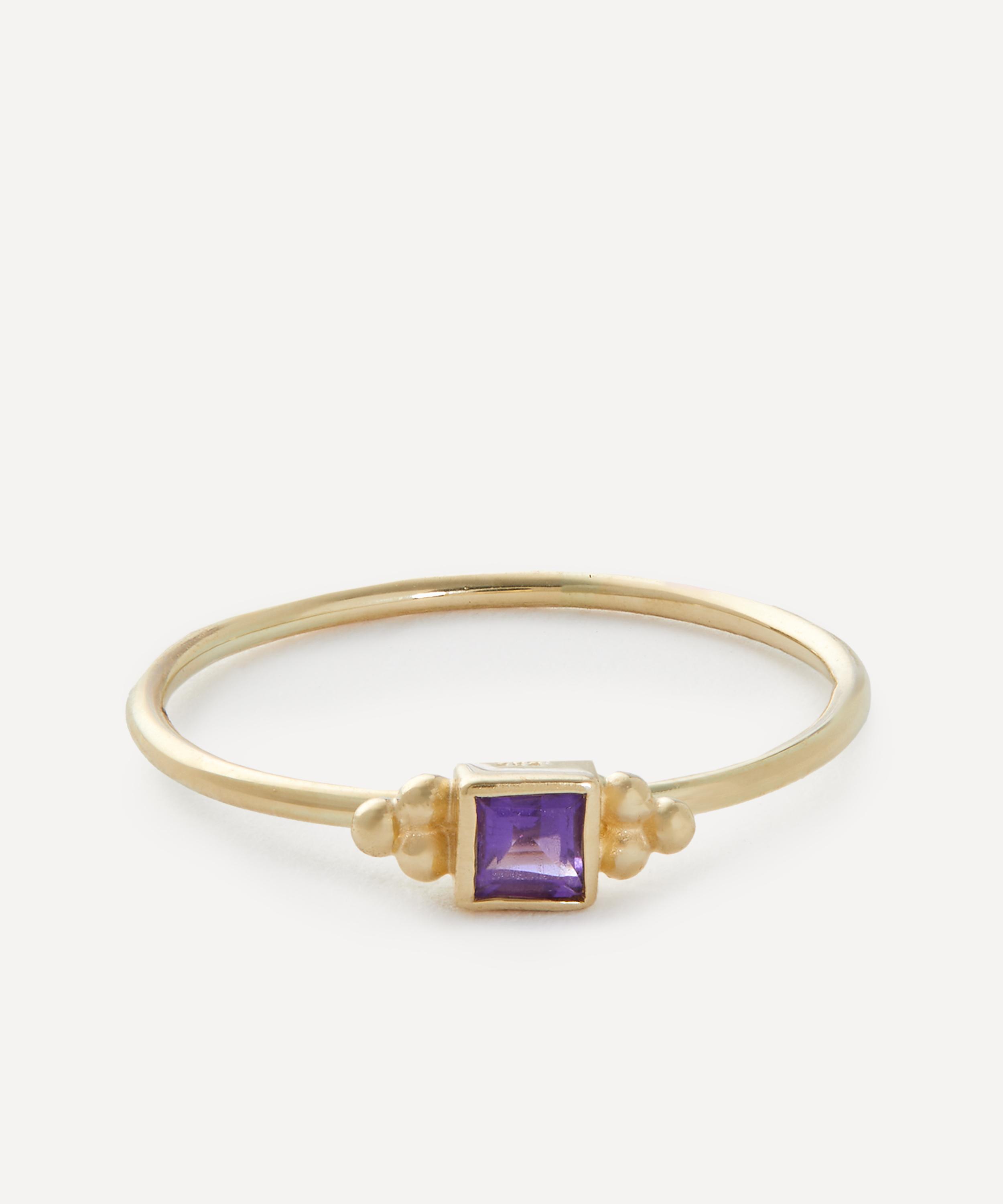 Anna + Nina - 14ct Gold Purple Honeysuckle Ring image number 0