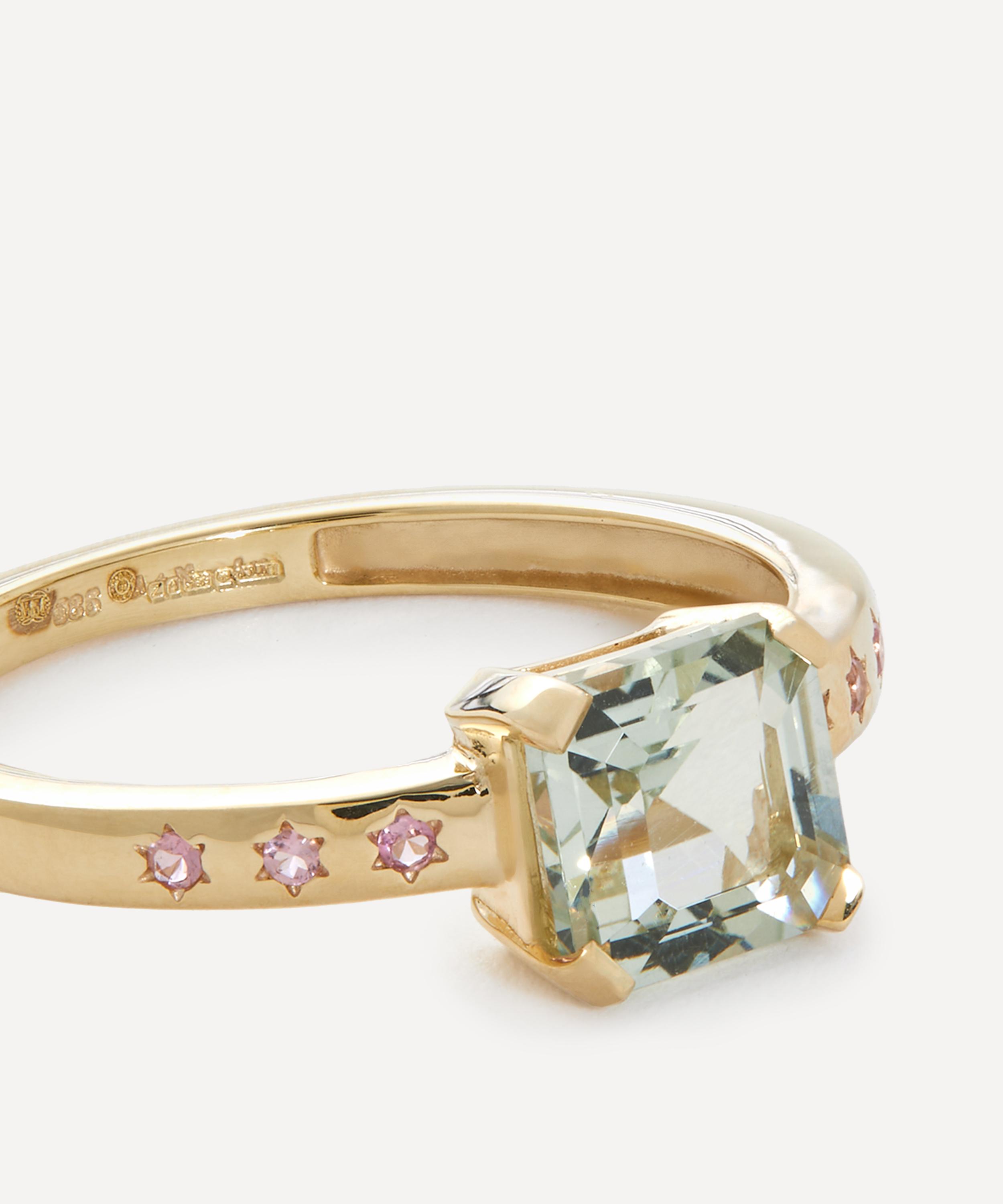 Anna + Nina - 14ct Gold Green Amethyst Cosmos Ring image number 1