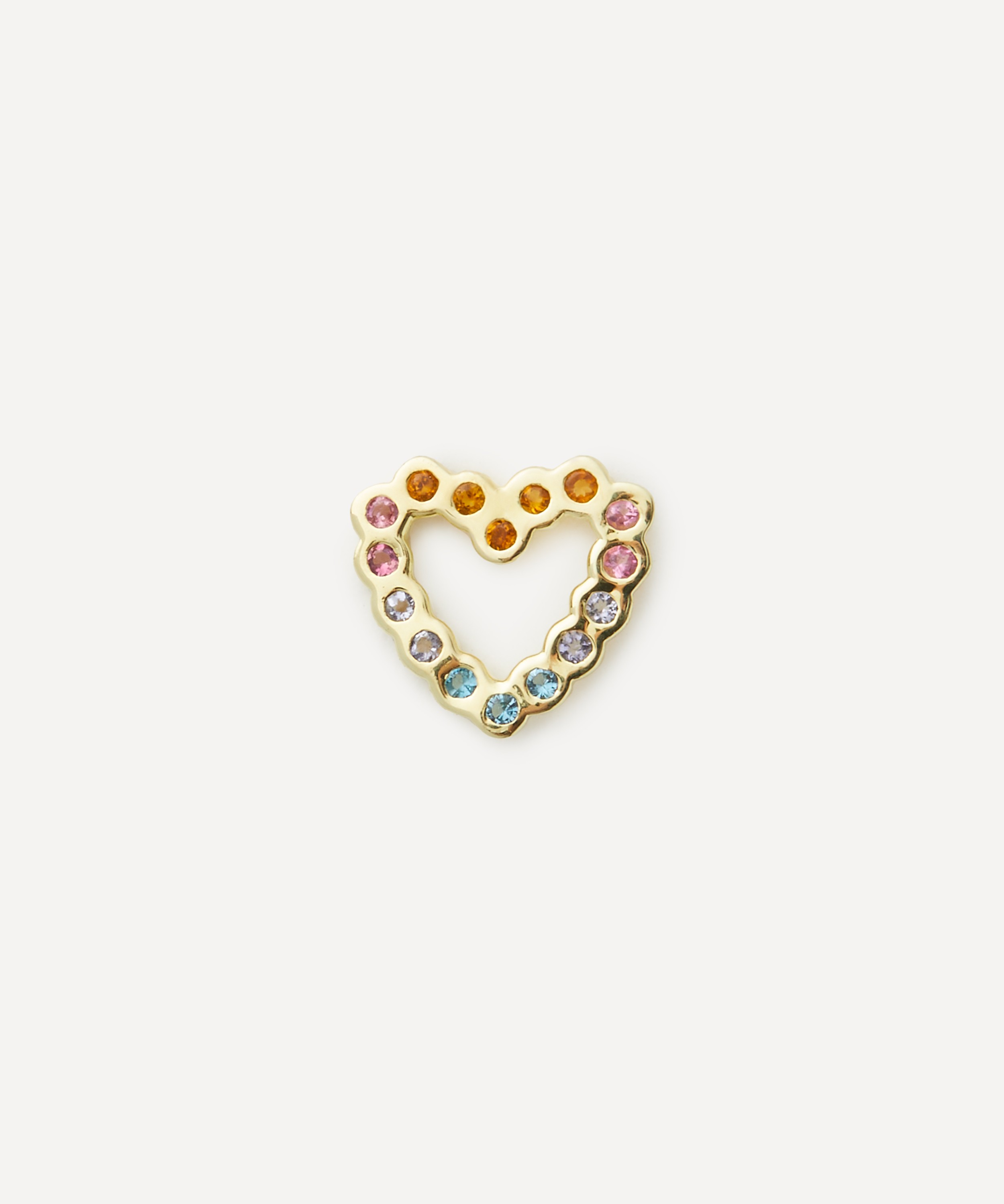 Anna + Nina - 14ct Gold Single Eclectic Heart Stud Earring image number 0