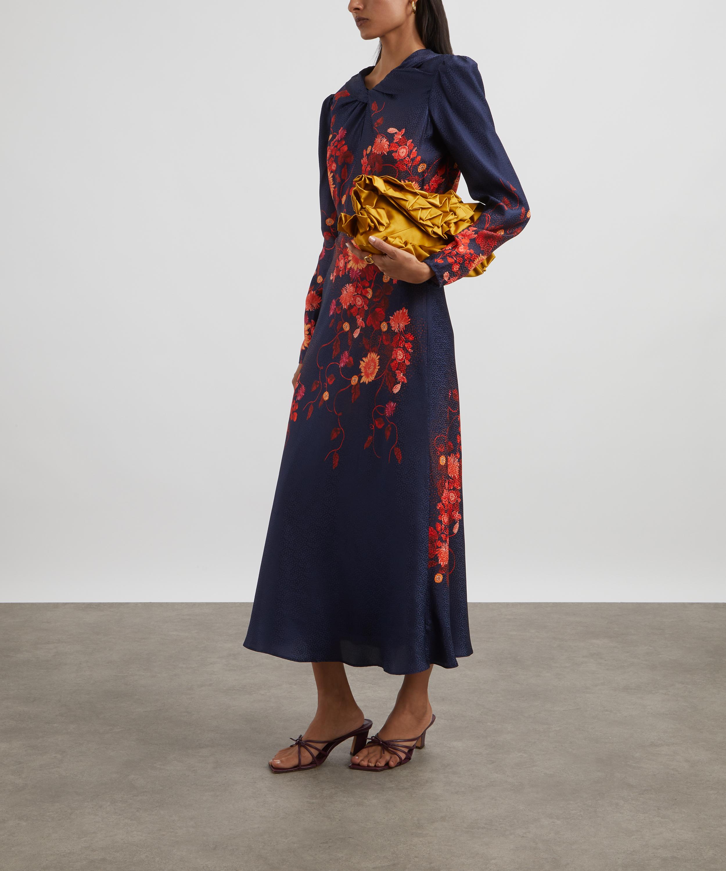 Saloni - Claudia Flori Sunset Silk Midi Dress image number 1