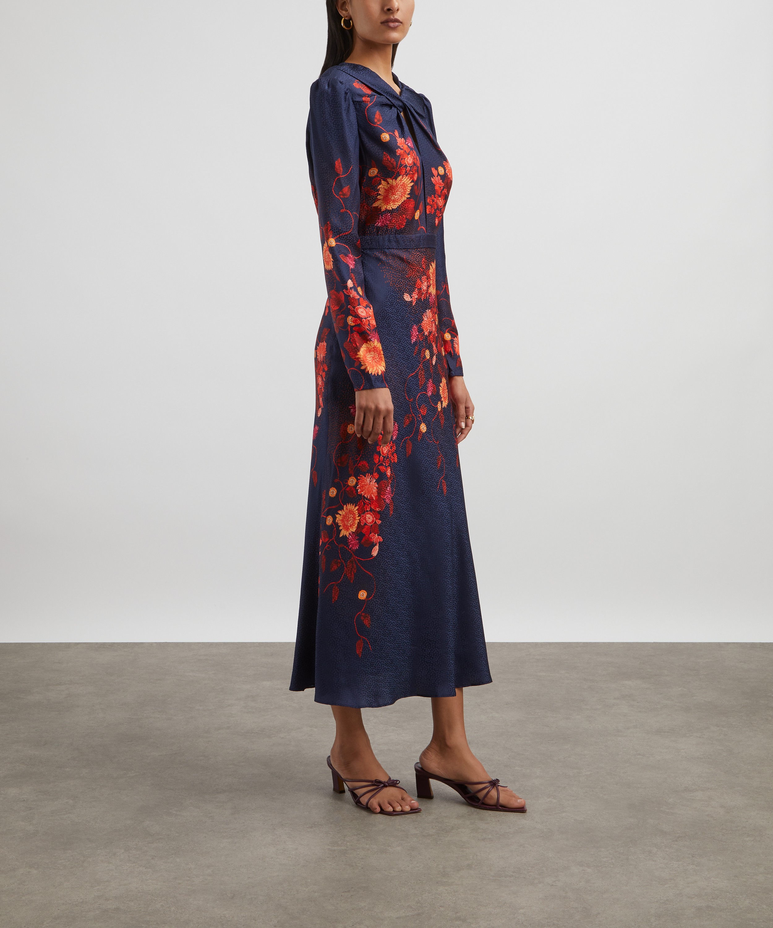 Saloni - Claudia Flori Sunset Silk Midi Dress image number 2