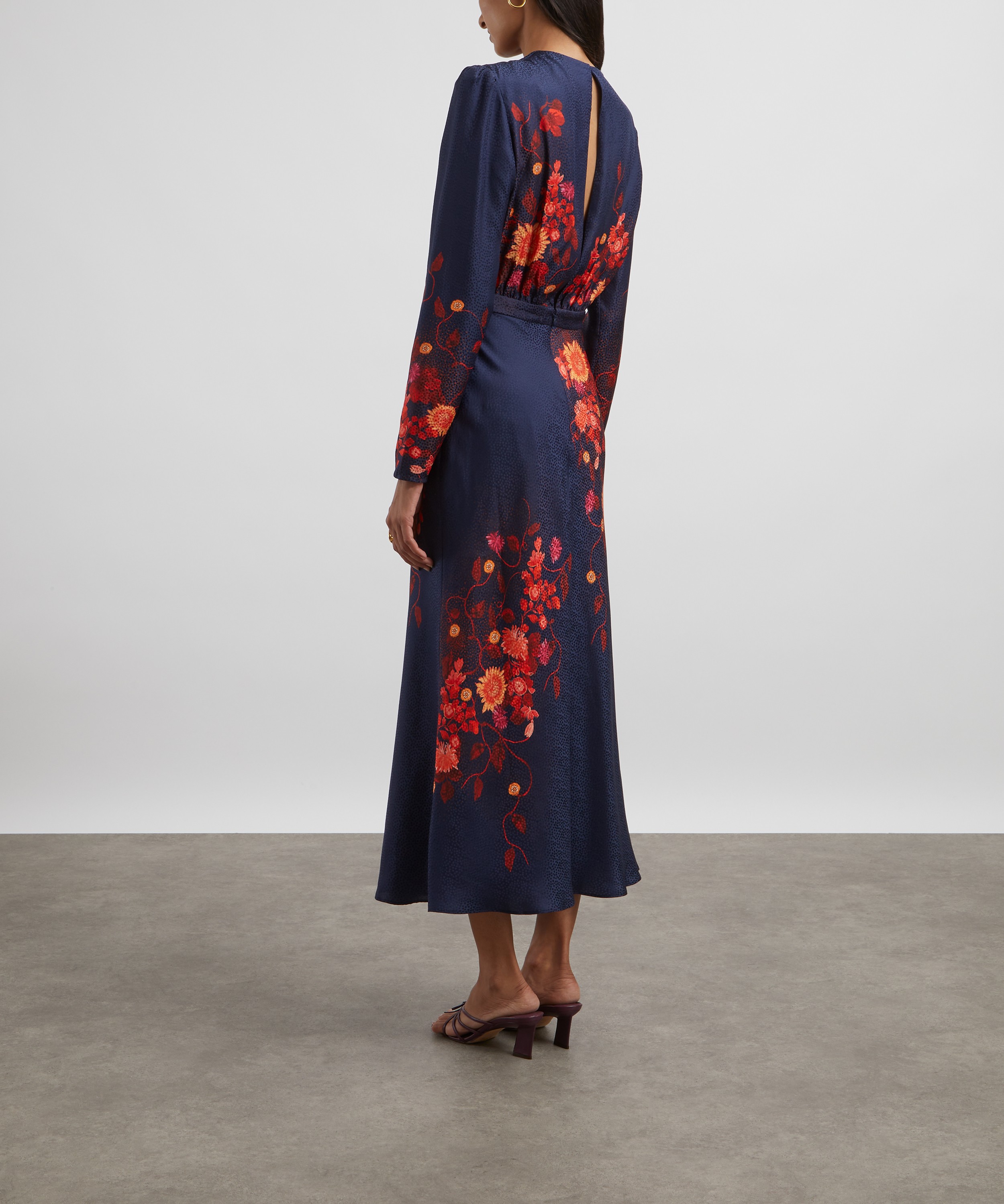 Saloni - Claudia Flori Sunset Silk Midi Dress image number 3