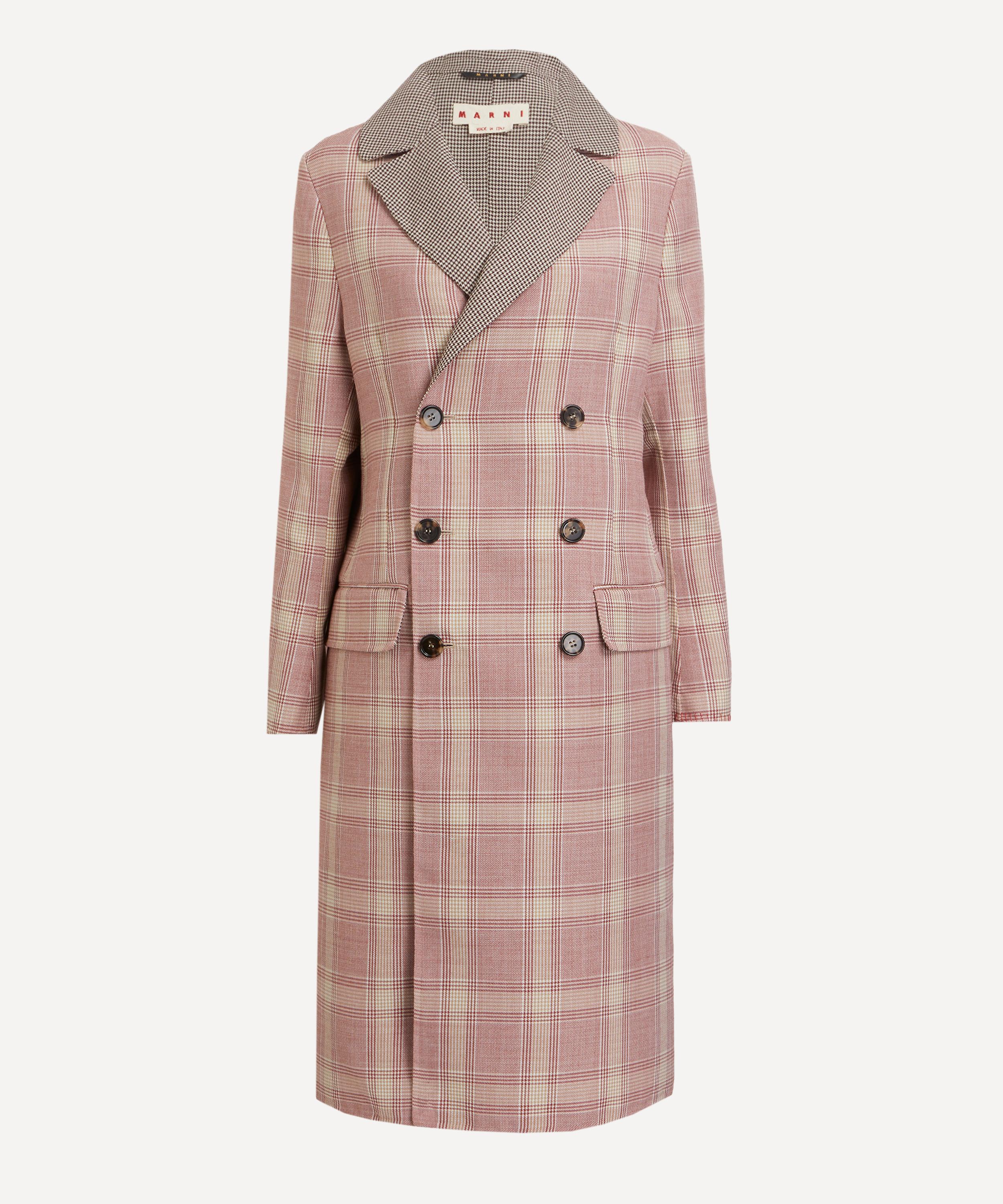 Marni - Checked Longline Double-Breasted Coat image number 0