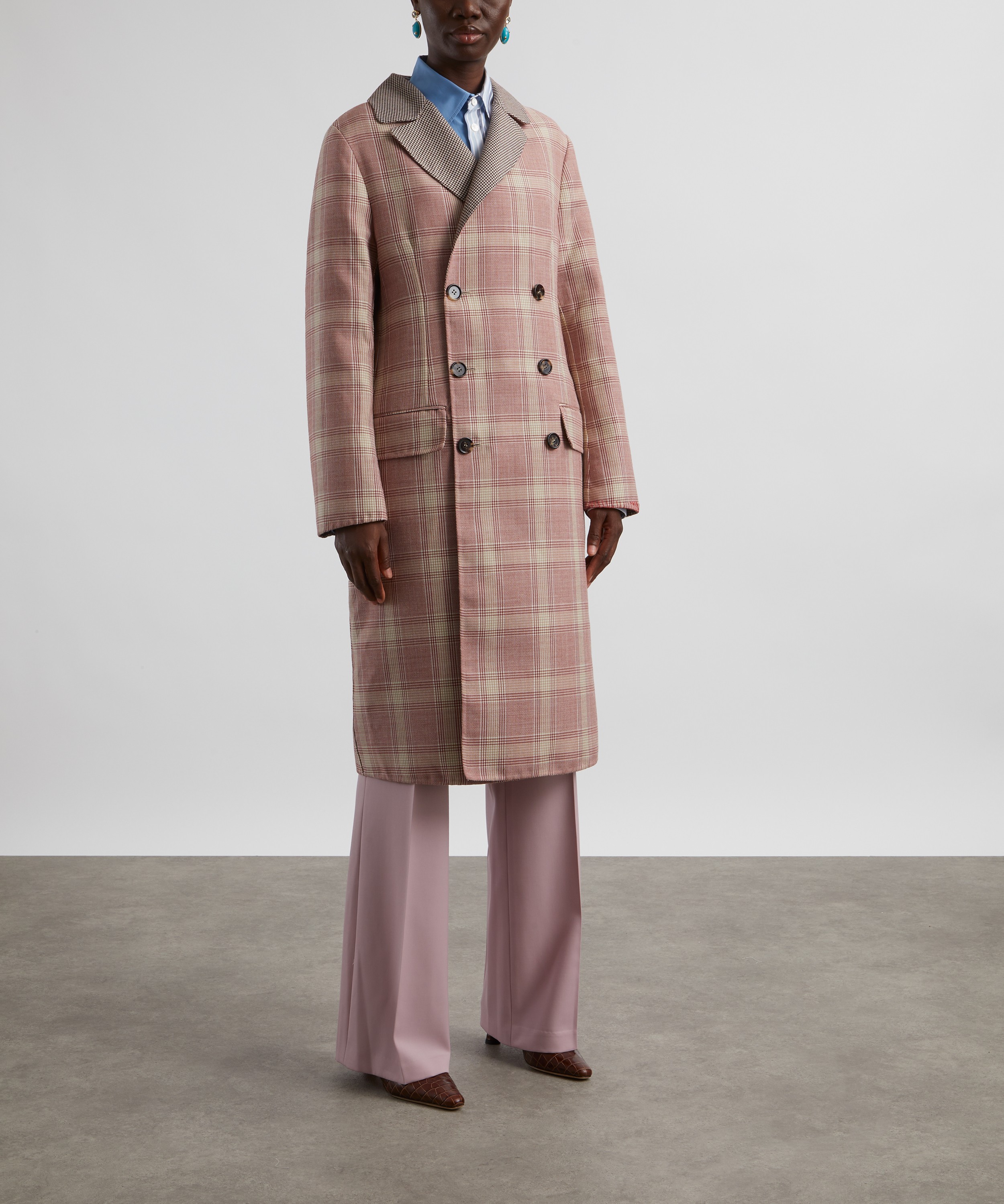 Marni - Checked Longline Double-Breasted Coat image number 2