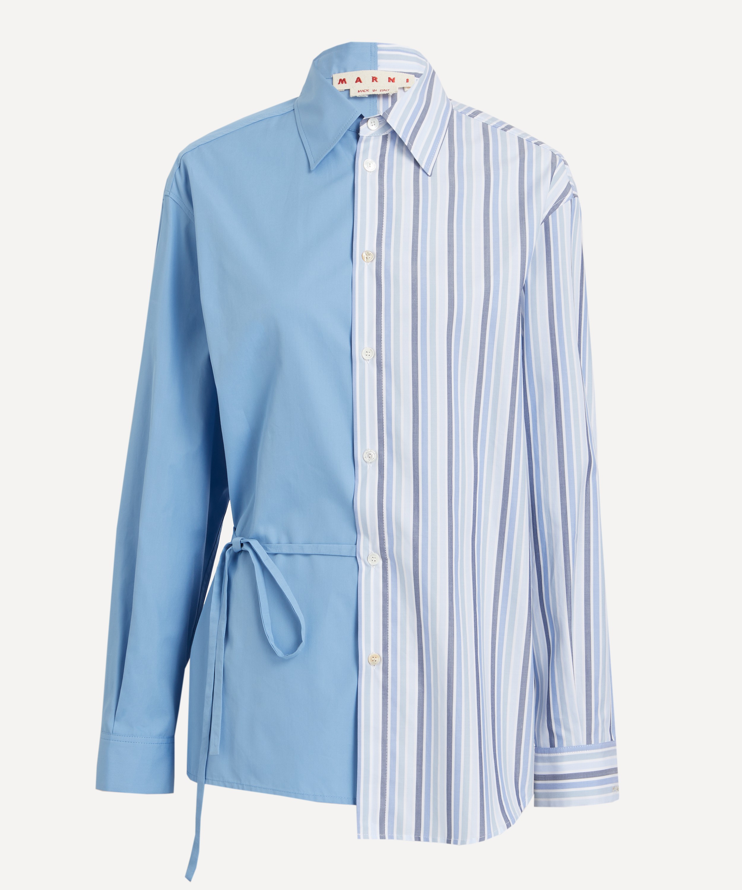 Marni - Blue Half Striped Poplin Shirt image number 0