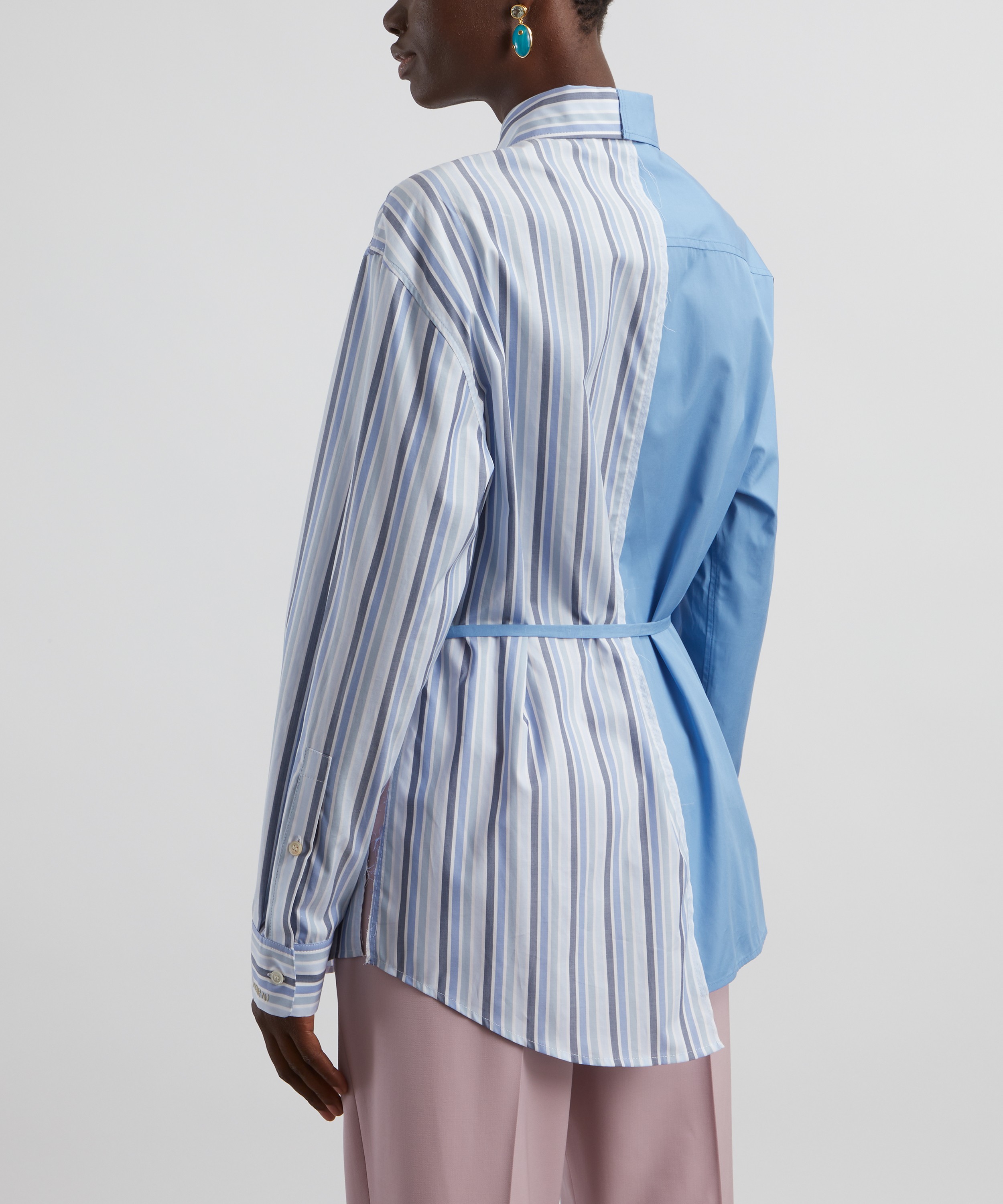 Marni - Blue Half Striped Poplin Shirt image number 3