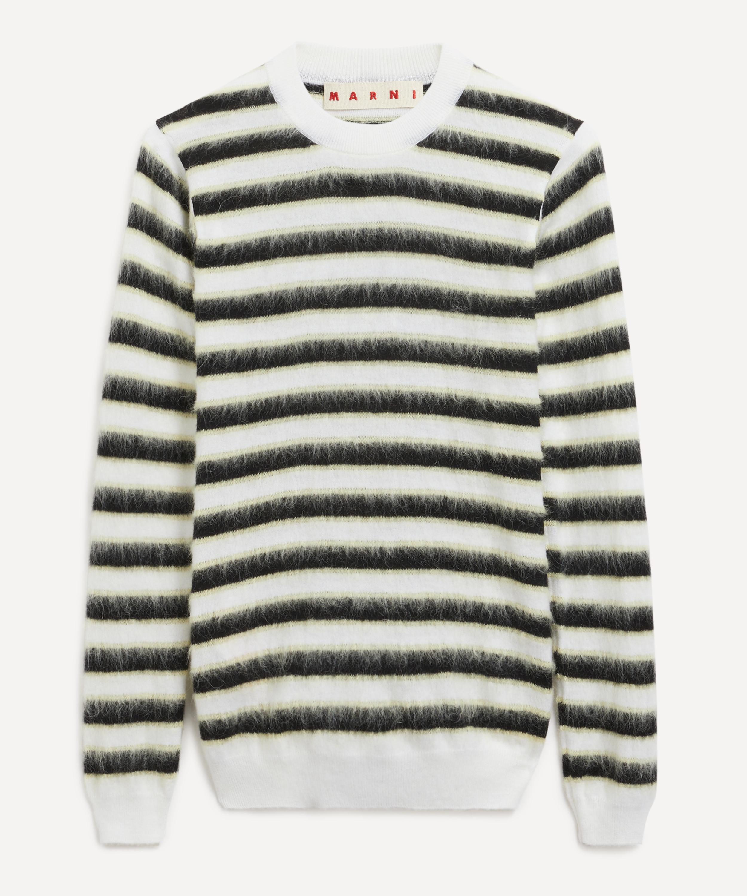 Marni - Black and White Striped Wool-Mohair Jumper image number 0