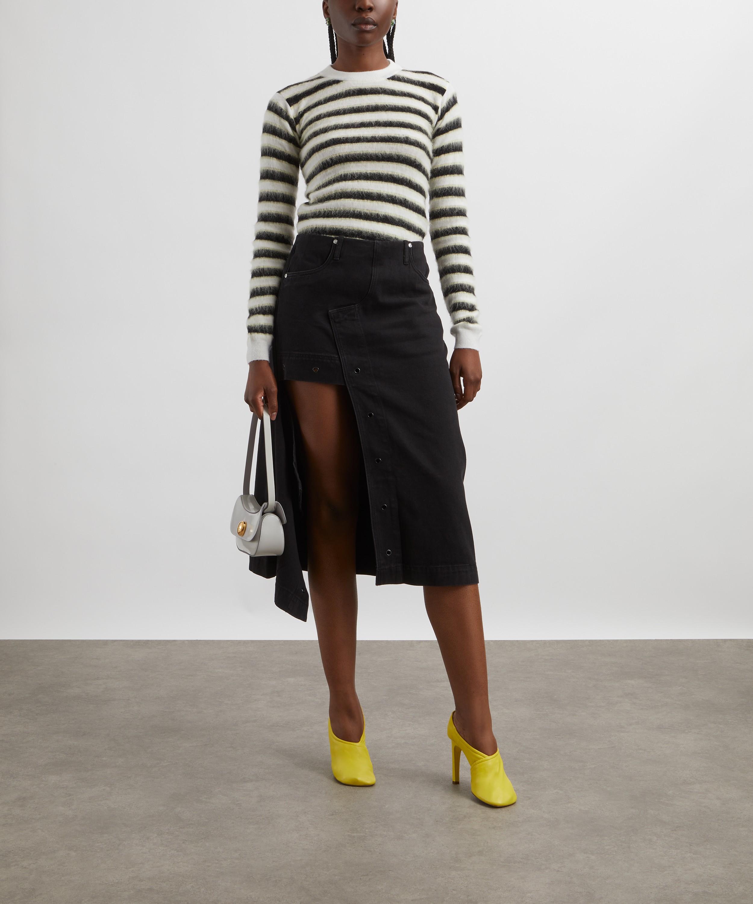 Marni - Black and White Striped Wool-Mohair Jumper image number 1