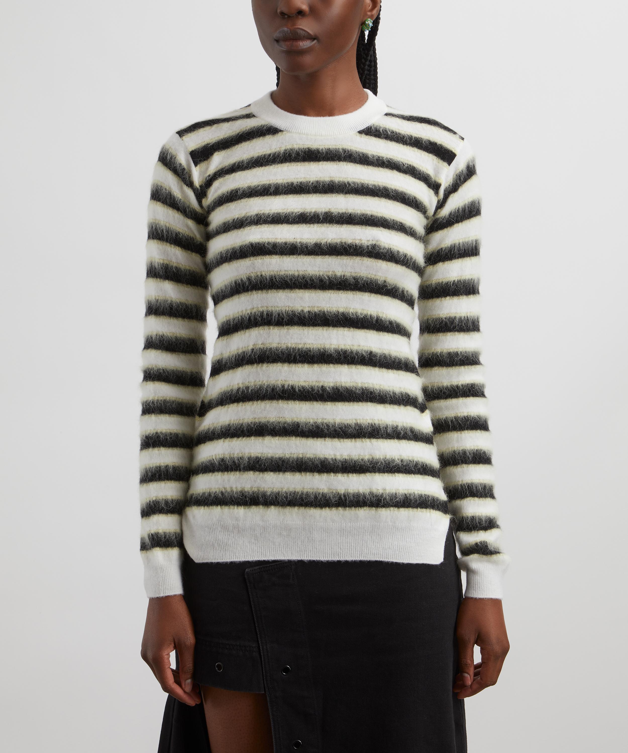 Marni - Black and White Striped Wool-Mohair Jumper image number 2