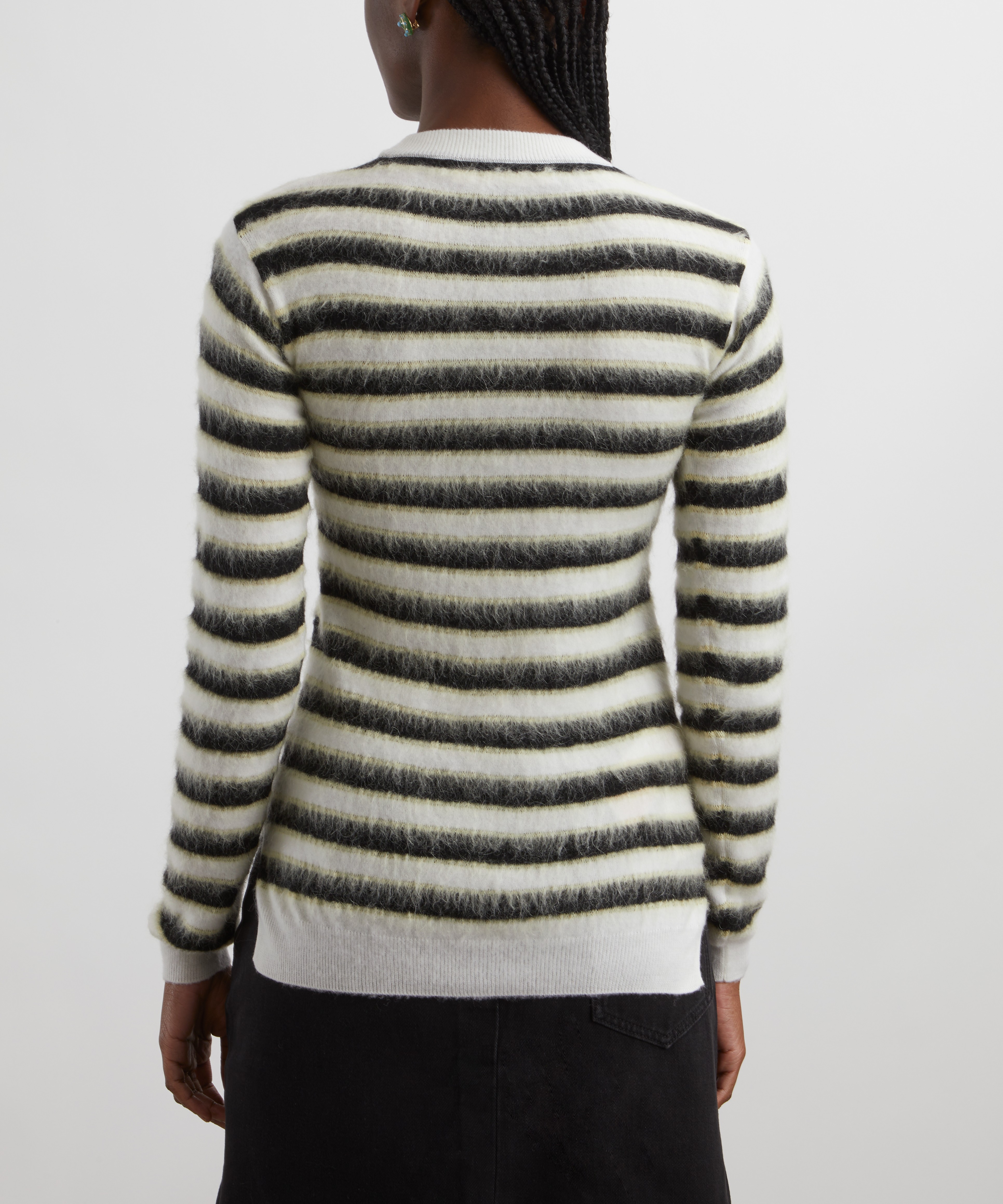 Marni - Black and White Striped Wool-Mohair Jumper image number 3