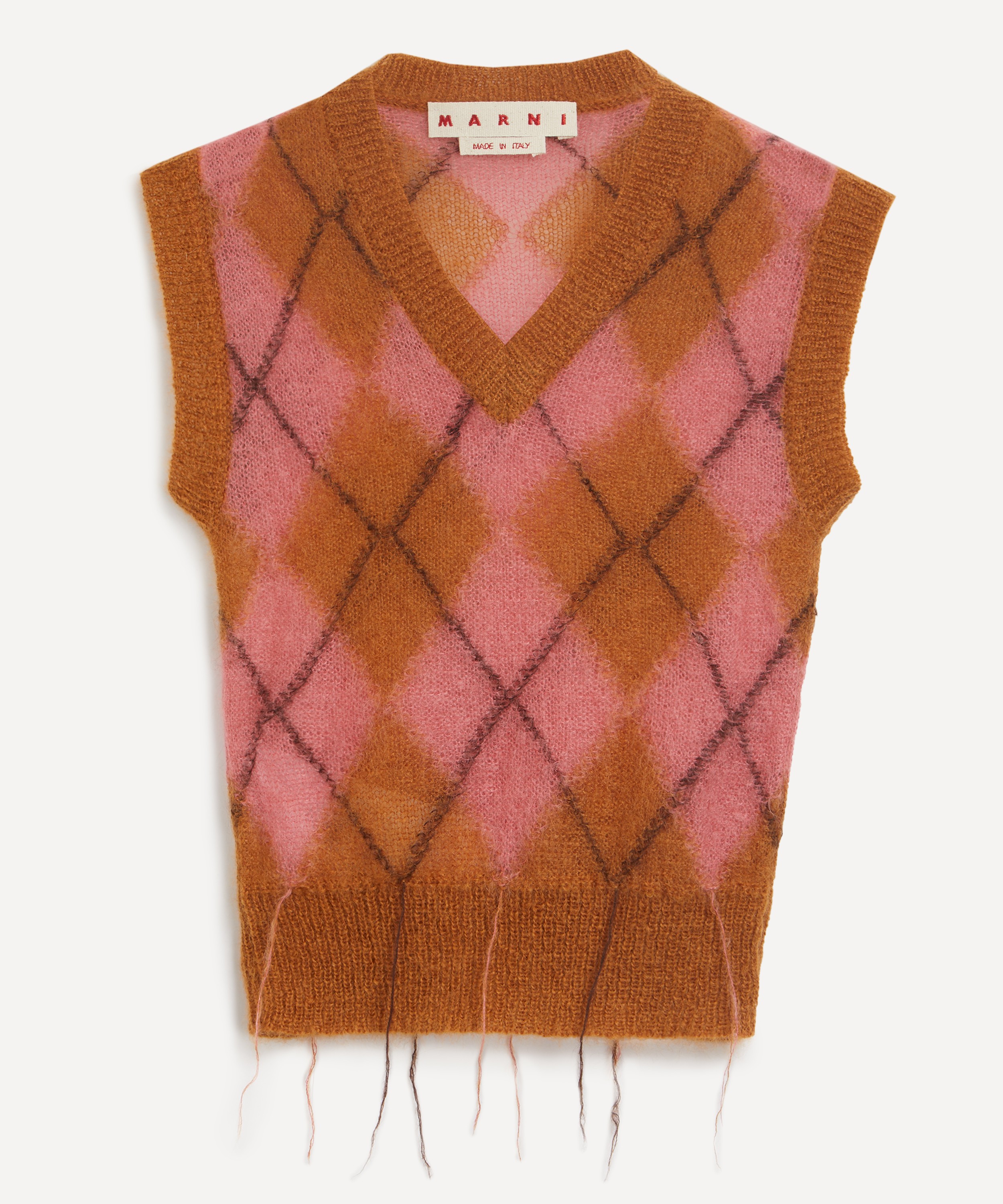 Marni - Brown Mohair-Blend Argyle Vest image number 0