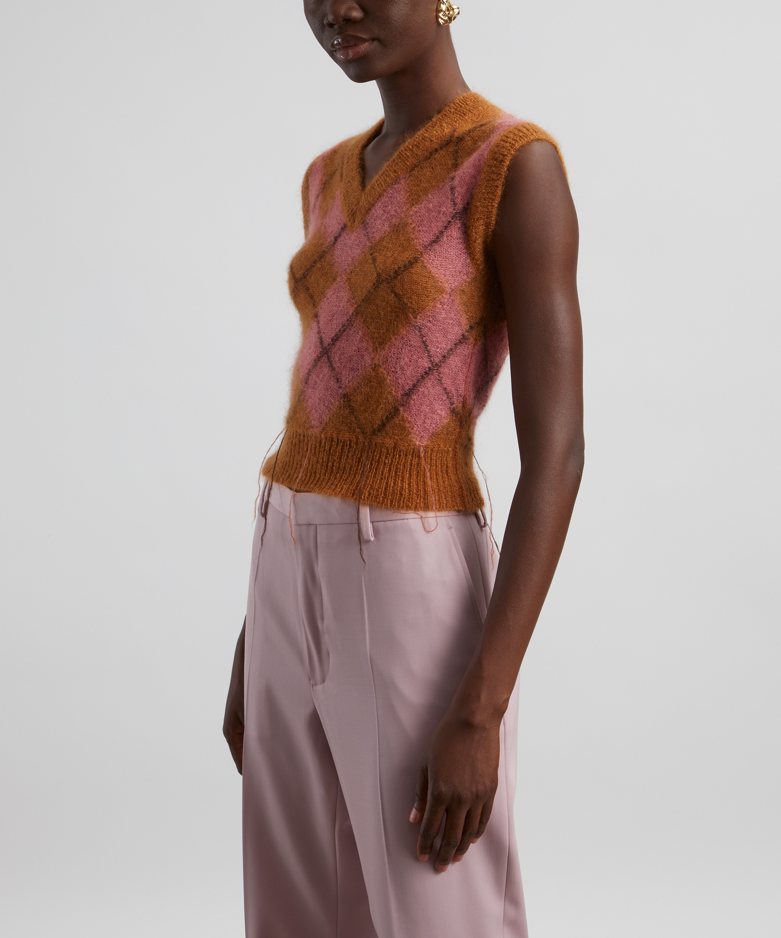 Marni - Brown Mohair-Blend Argyle Vest image number 2