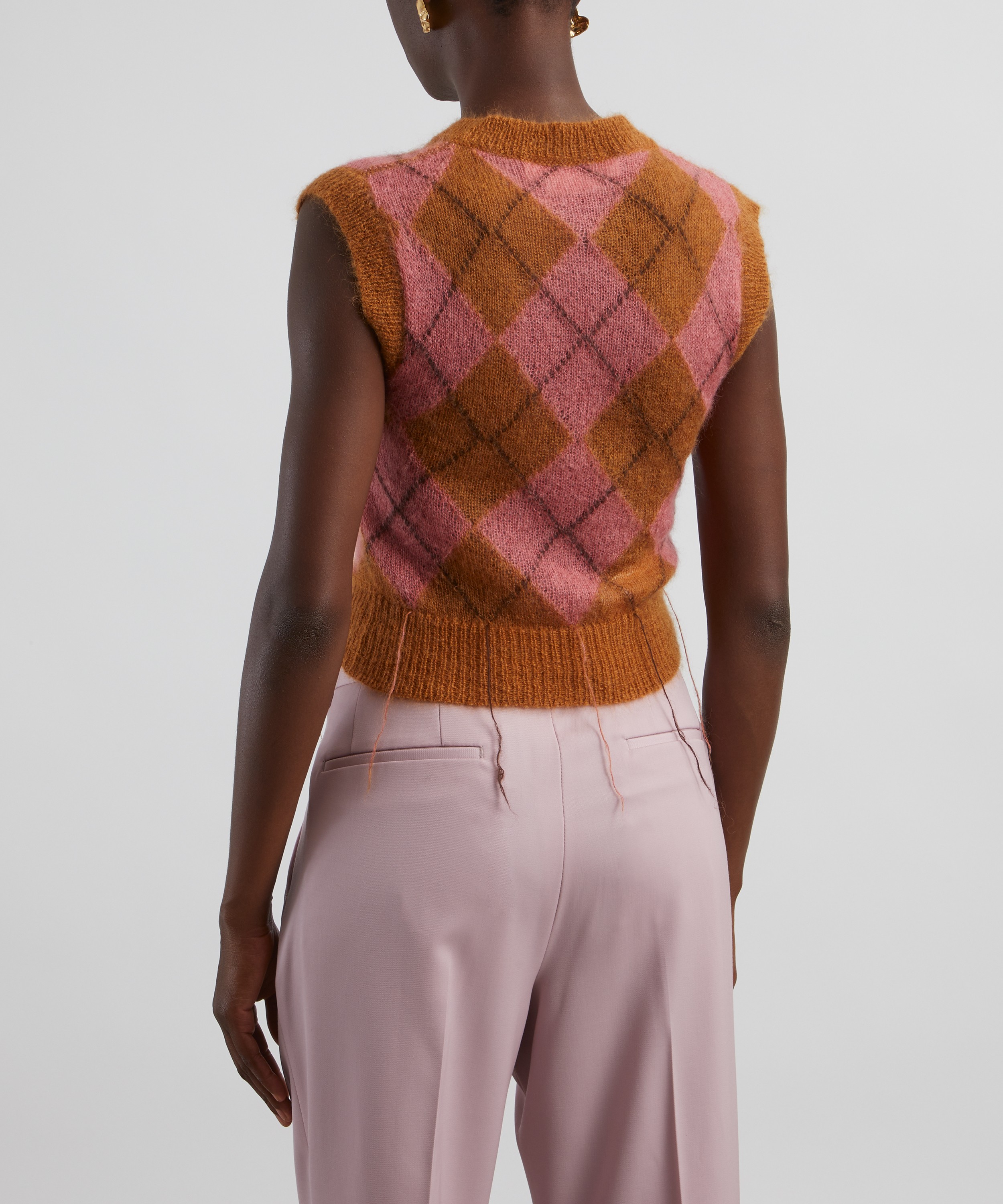 Marni - Brown Mohair-Blend Argyle Vest image number 3