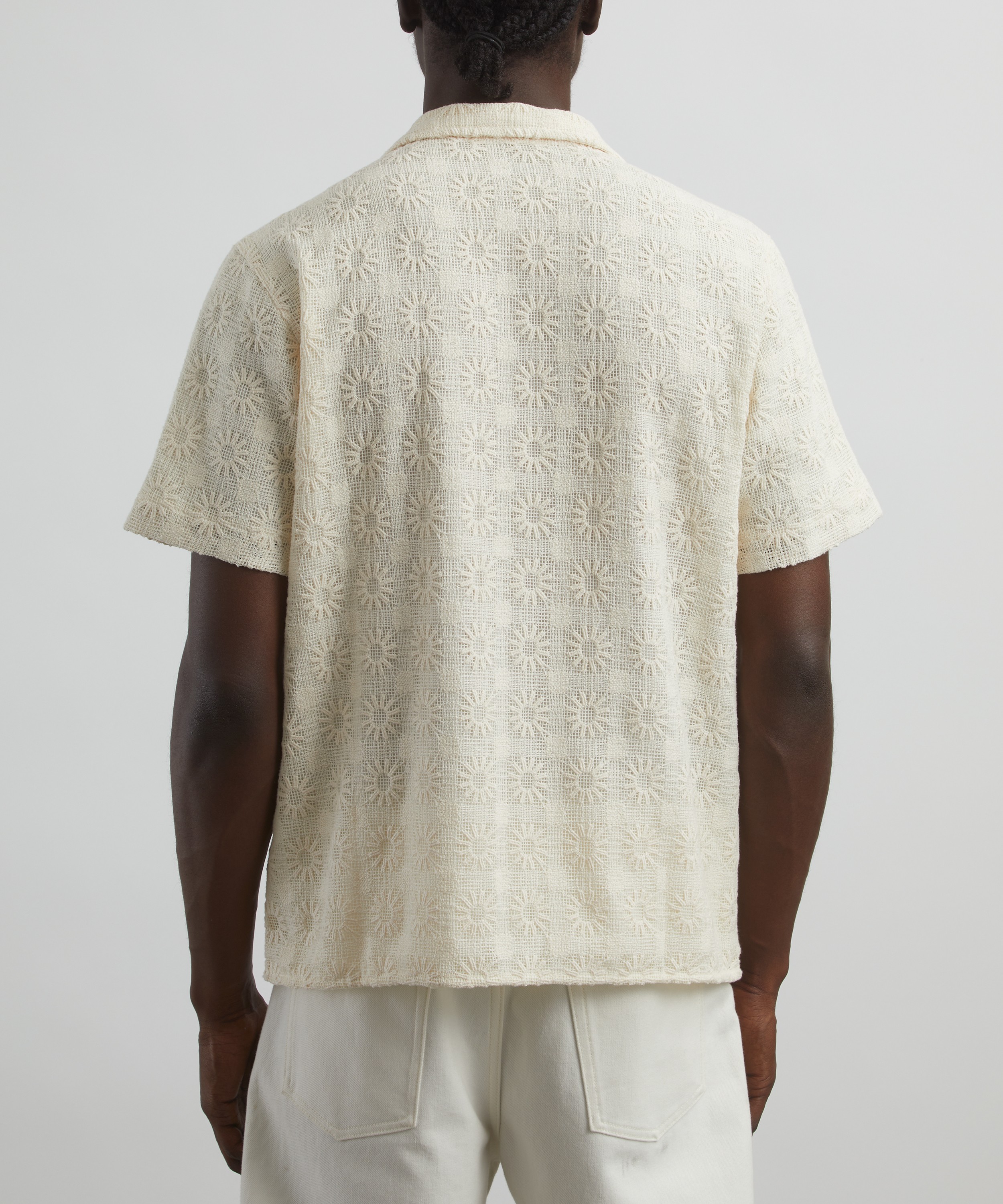 Percival - Ecru Crochet Cotton Poplin Shirt image number 3