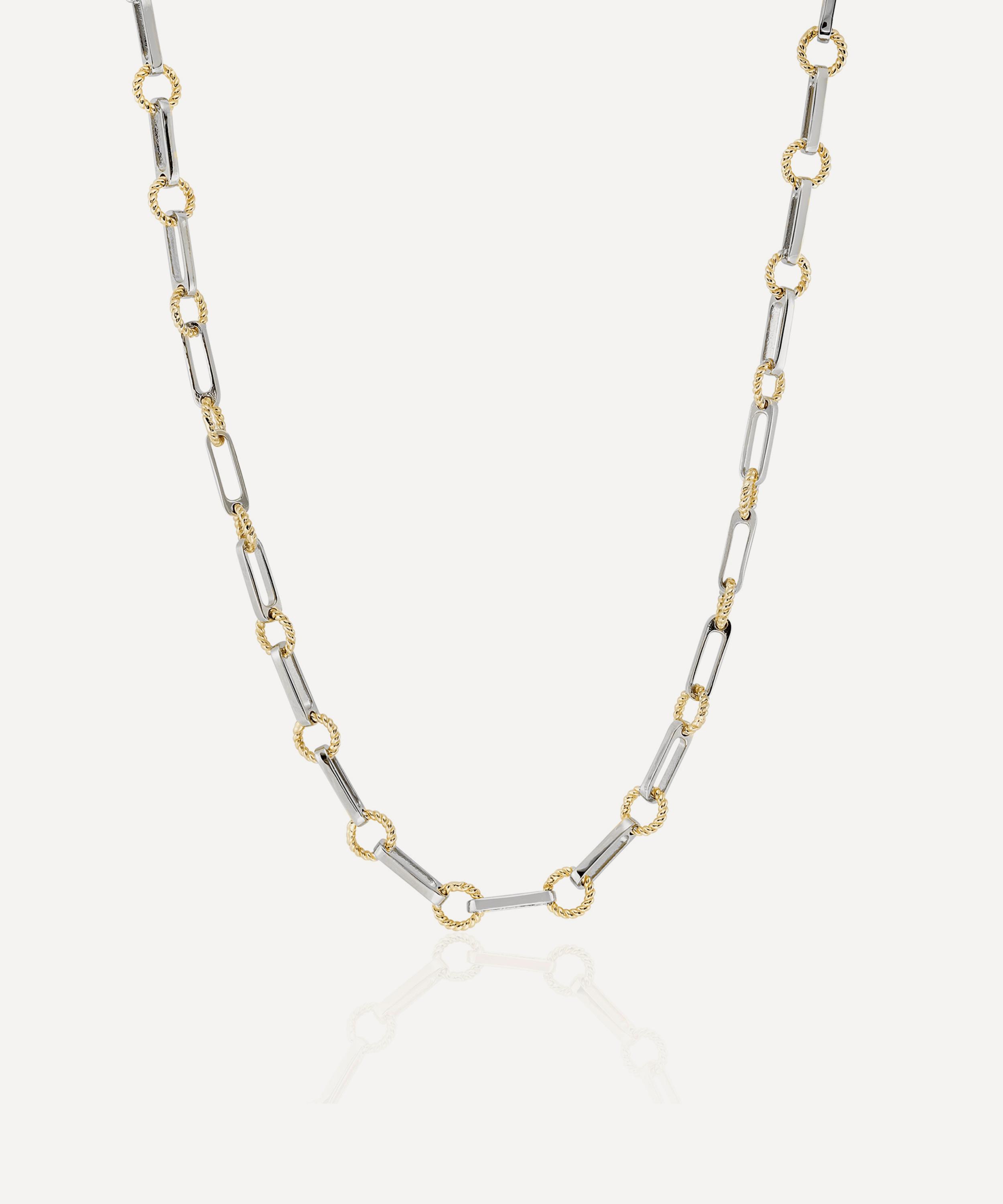 Laura Vann - Mixed Metal Two-Tone Twisted Link Chain Necklace image number 0