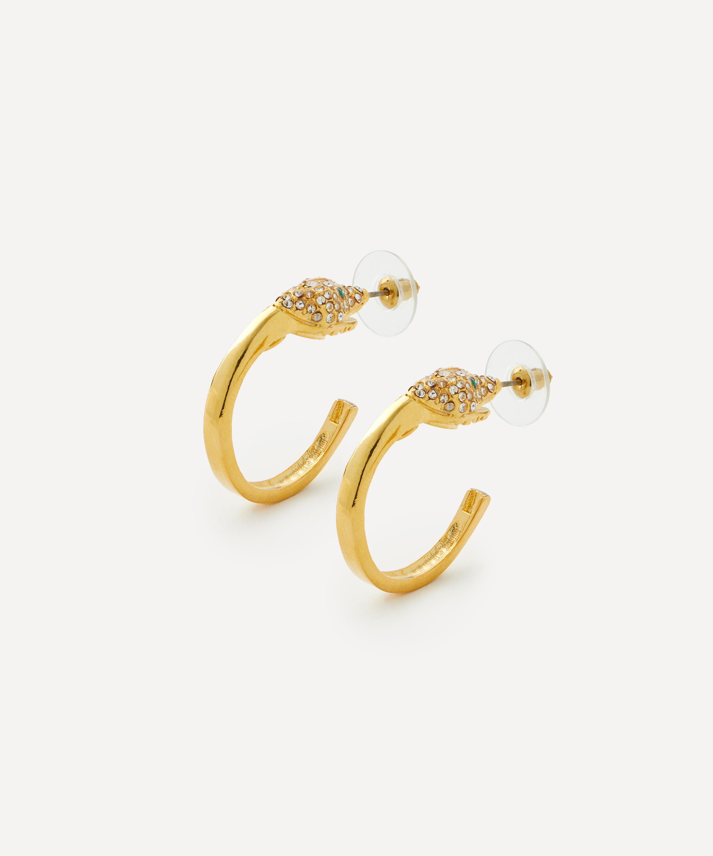 Kenneth Jay Lane - Gold-Plated Crystal Ruby Eye Hoop Earrings image number 0