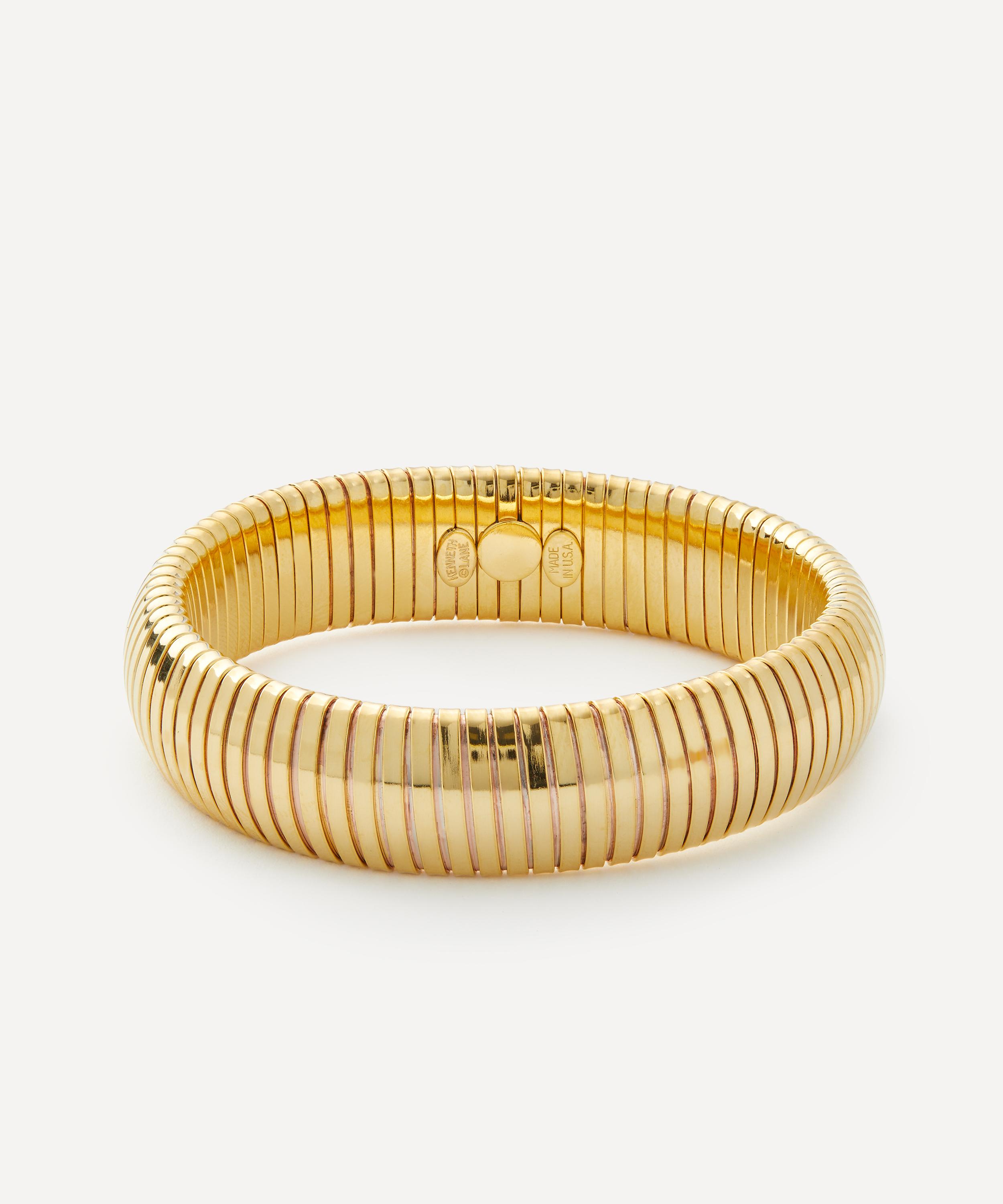 Kenneth Jay Lane - Gold-Plated Domed Stretch Bangle Bracelet image number 0