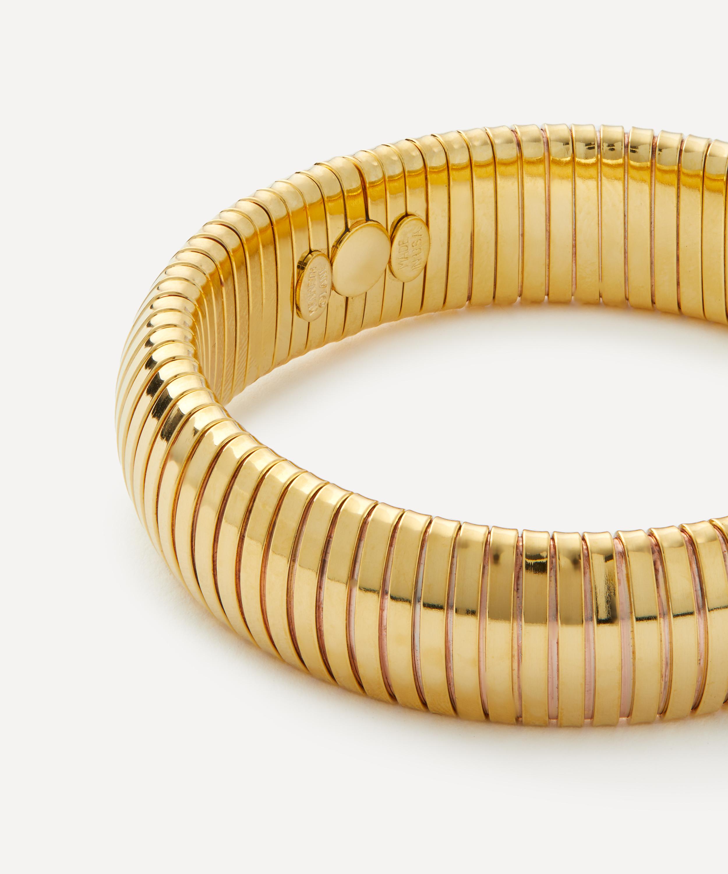 Kenneth Jay Lane - Gold-Plated Domed Stretch Bangle Bracelet image number 1