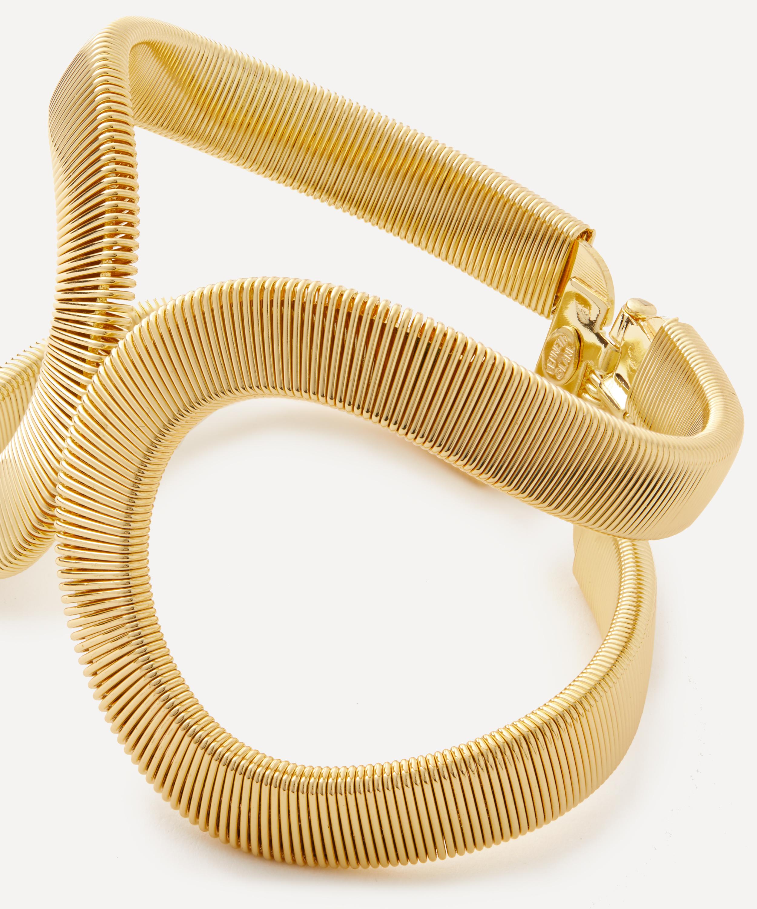 Kenneth Jay Lane - Gold-Plated Wide Ridge Curved Open Cuff Bracelet image number 1