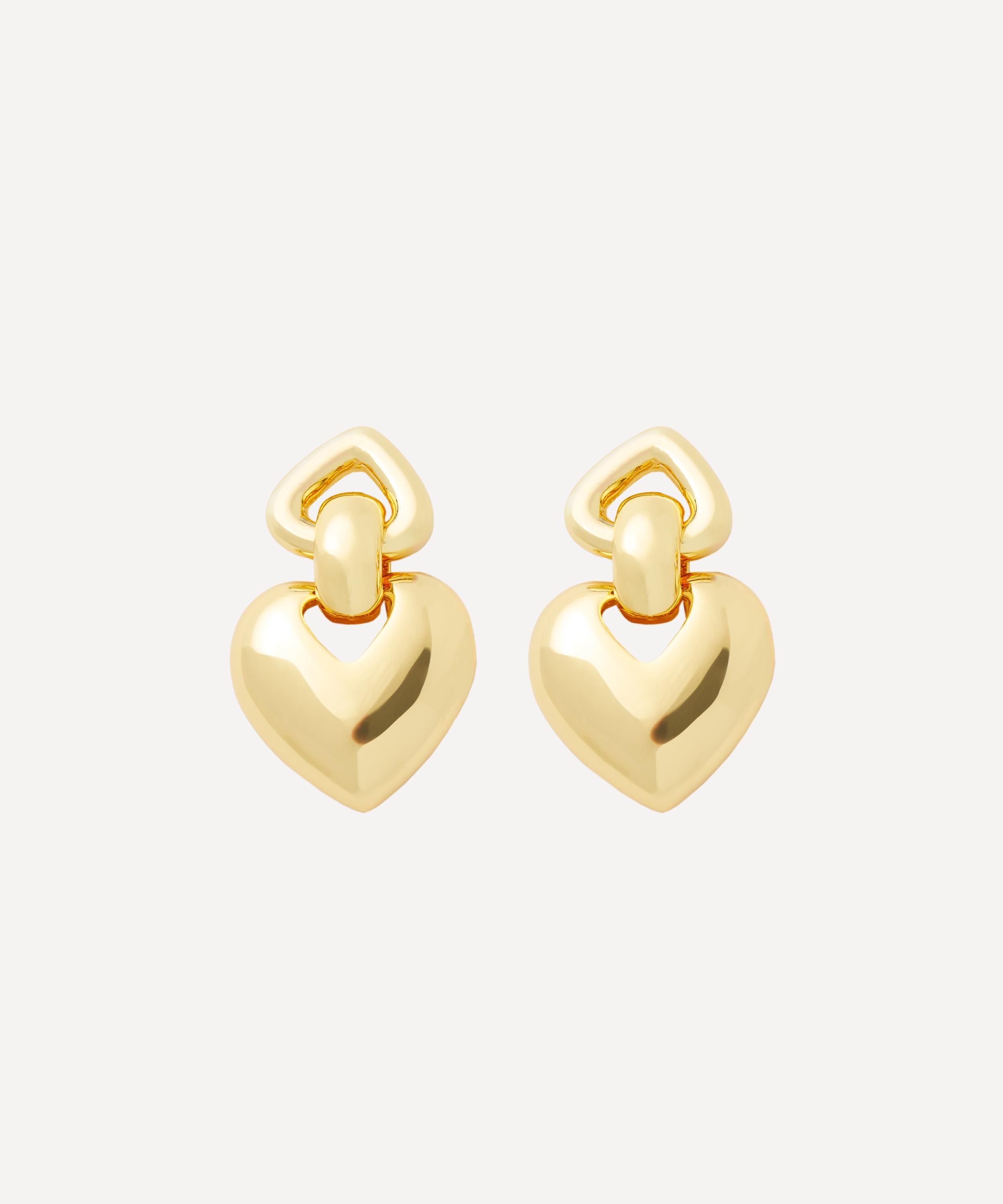 Kenneth Jay Lane - Gold-Plated Heart Drop Earrings image number 0