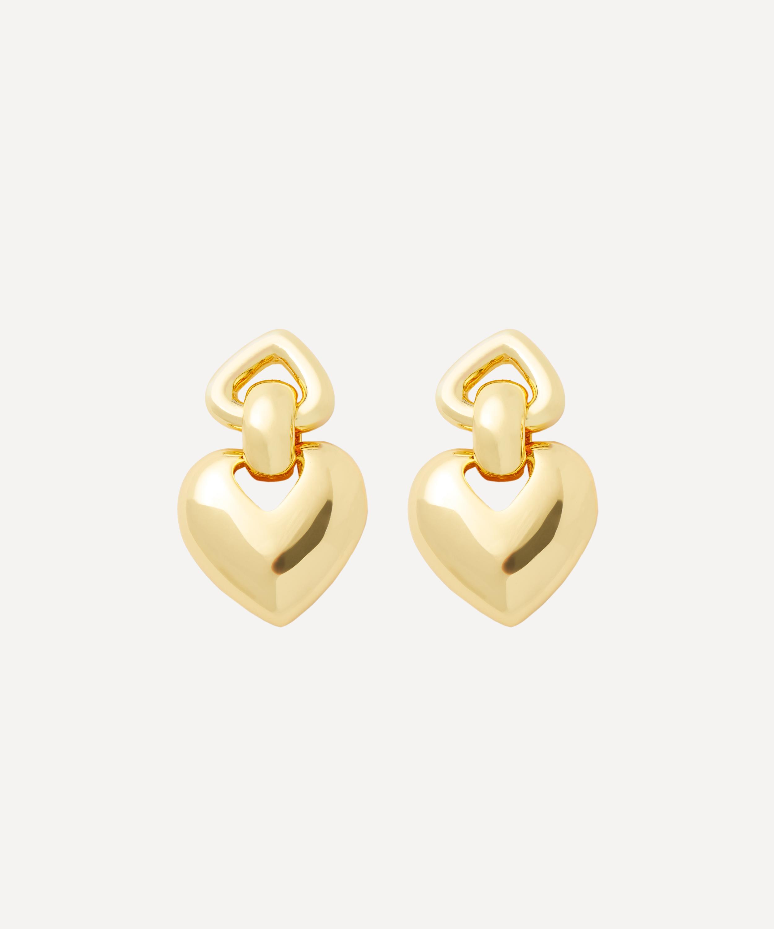 Kenneth Jay Lane - Gold-Plated Heart Drop Earrings