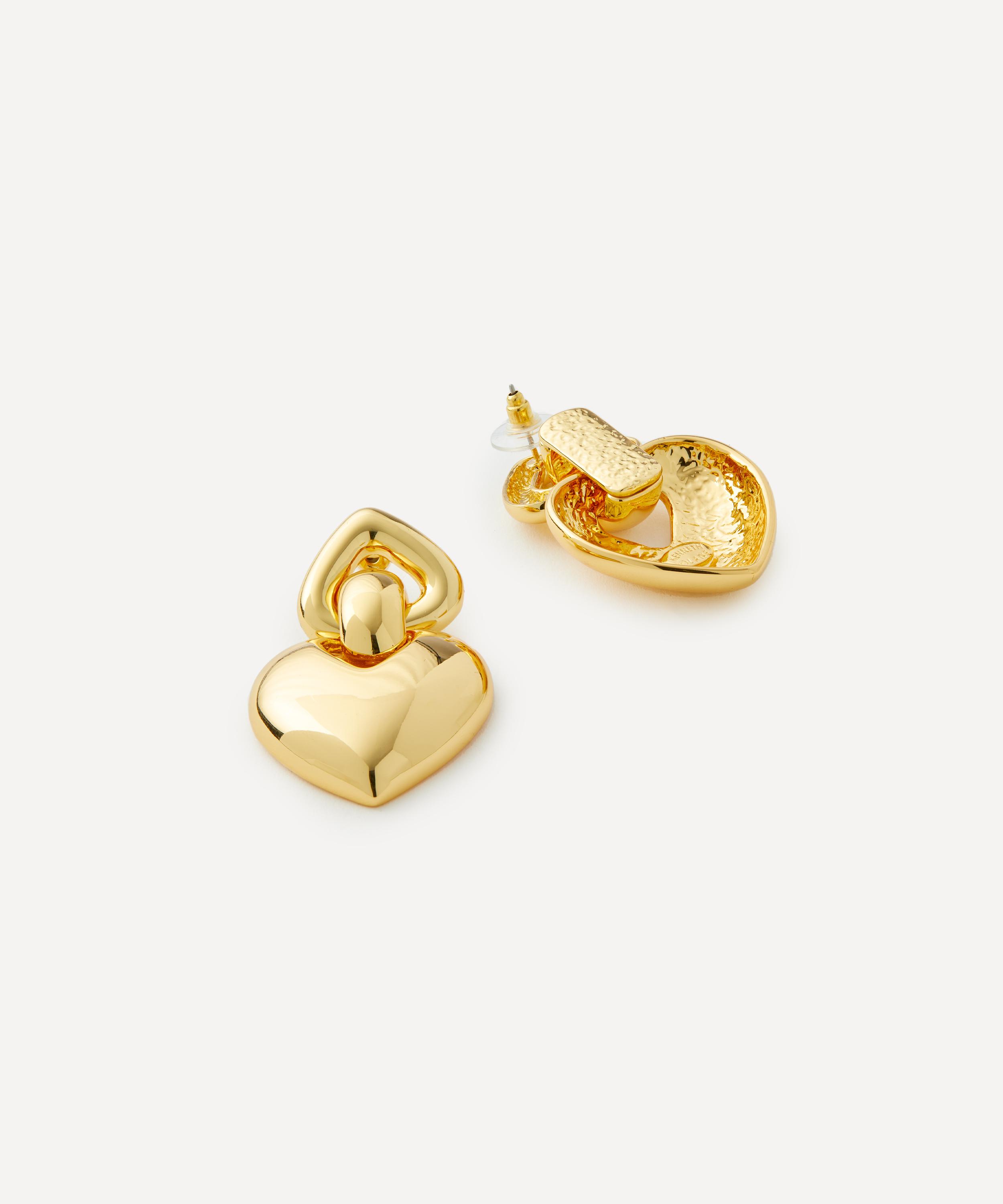 Kenneth Jay Lane - Gold-Plated Heart Drop Earrings image number 1