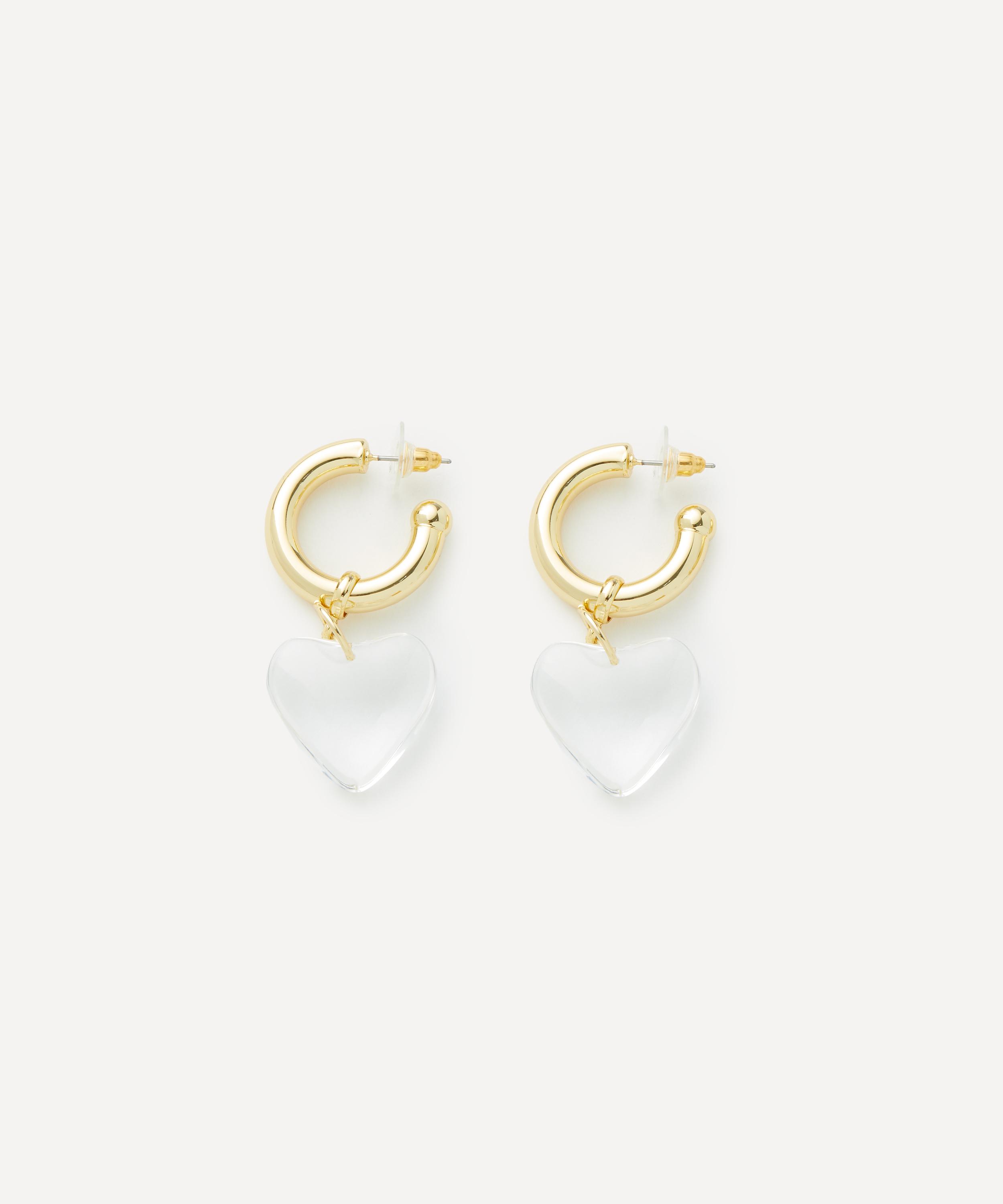 Kenneth Jay Lane - Gold-Plated Puffy Resin Heart Hoop Earrings image number 1