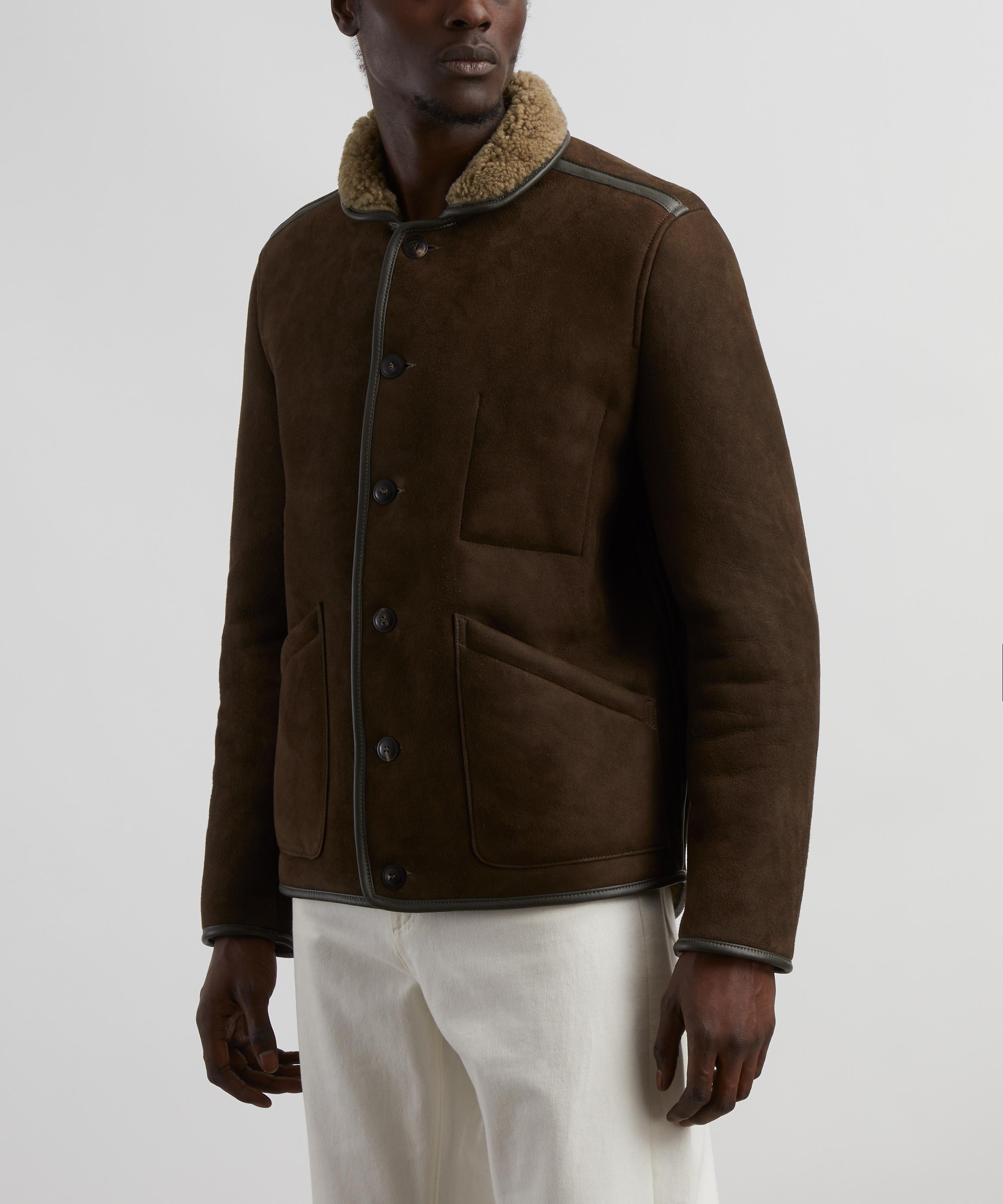 YMC - Brainticket Olive Suede Shearling Jacket image number 2