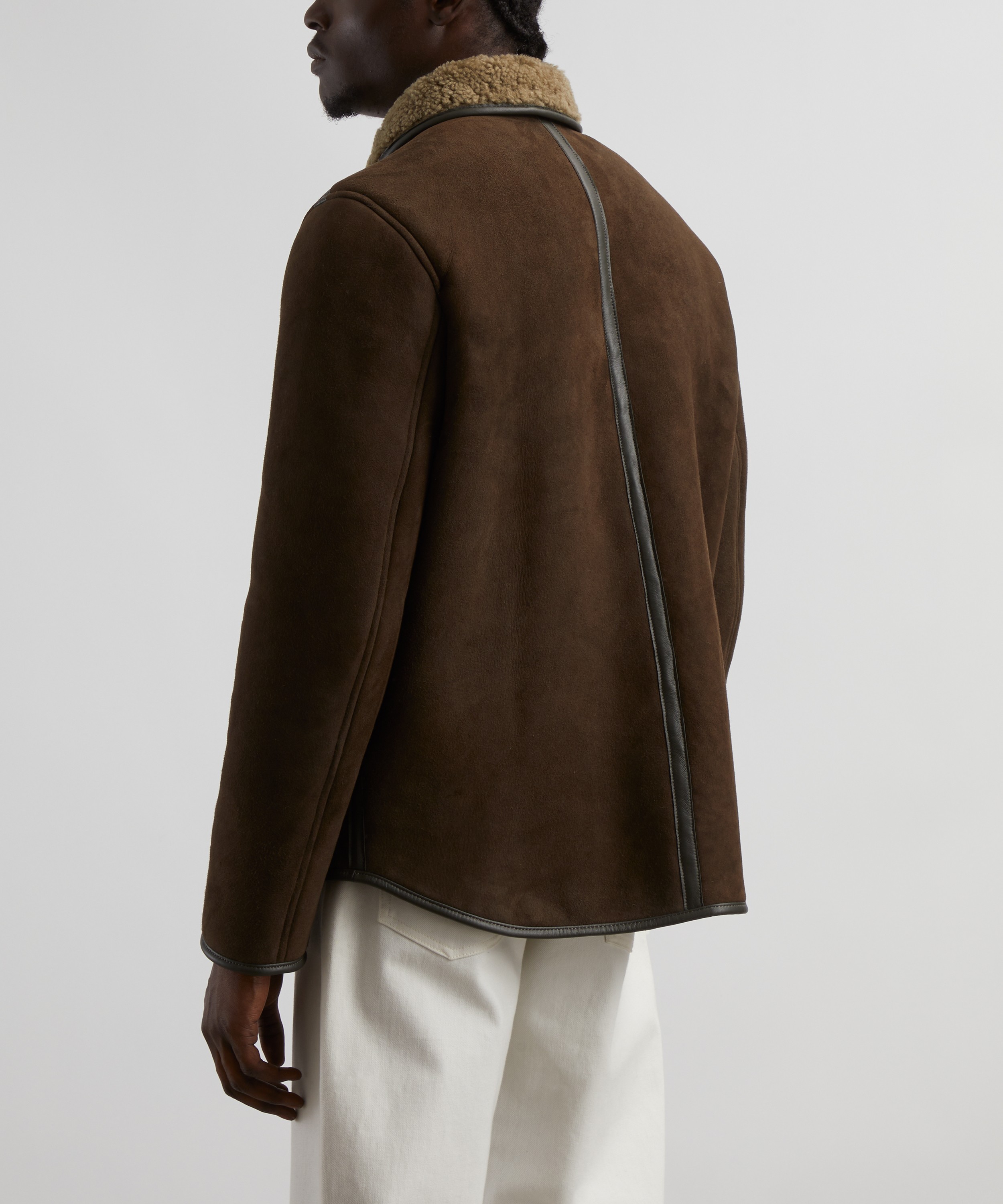 YMC - Brainticket Olive Suede Shearling Jacket image number 3