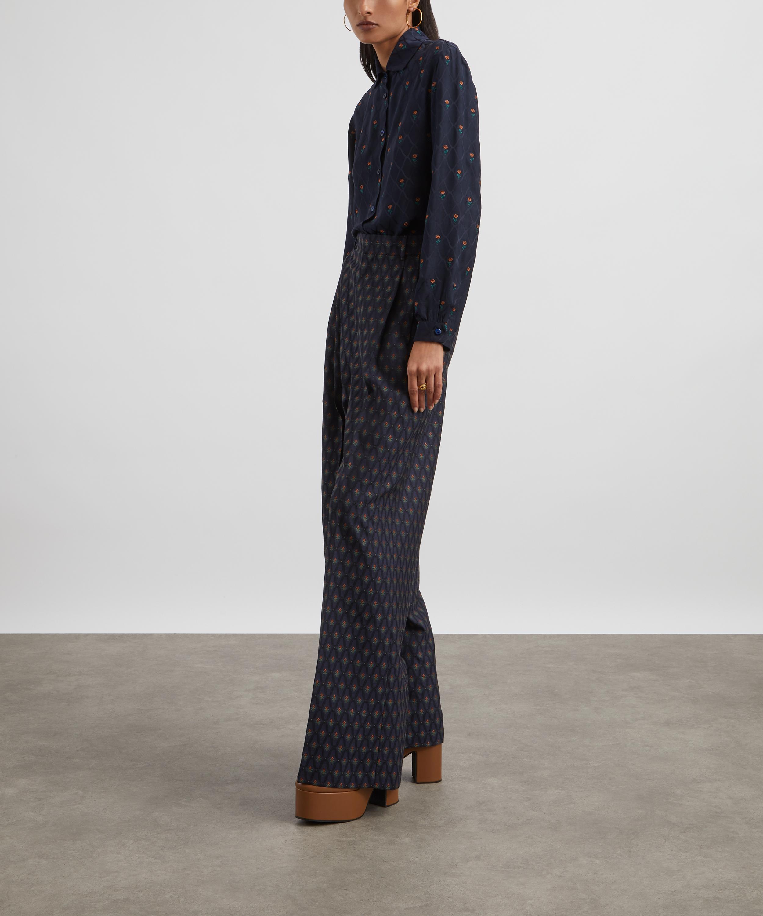 Etro - Jacquard Geometric Floral Wide Leg Trousers image number 1