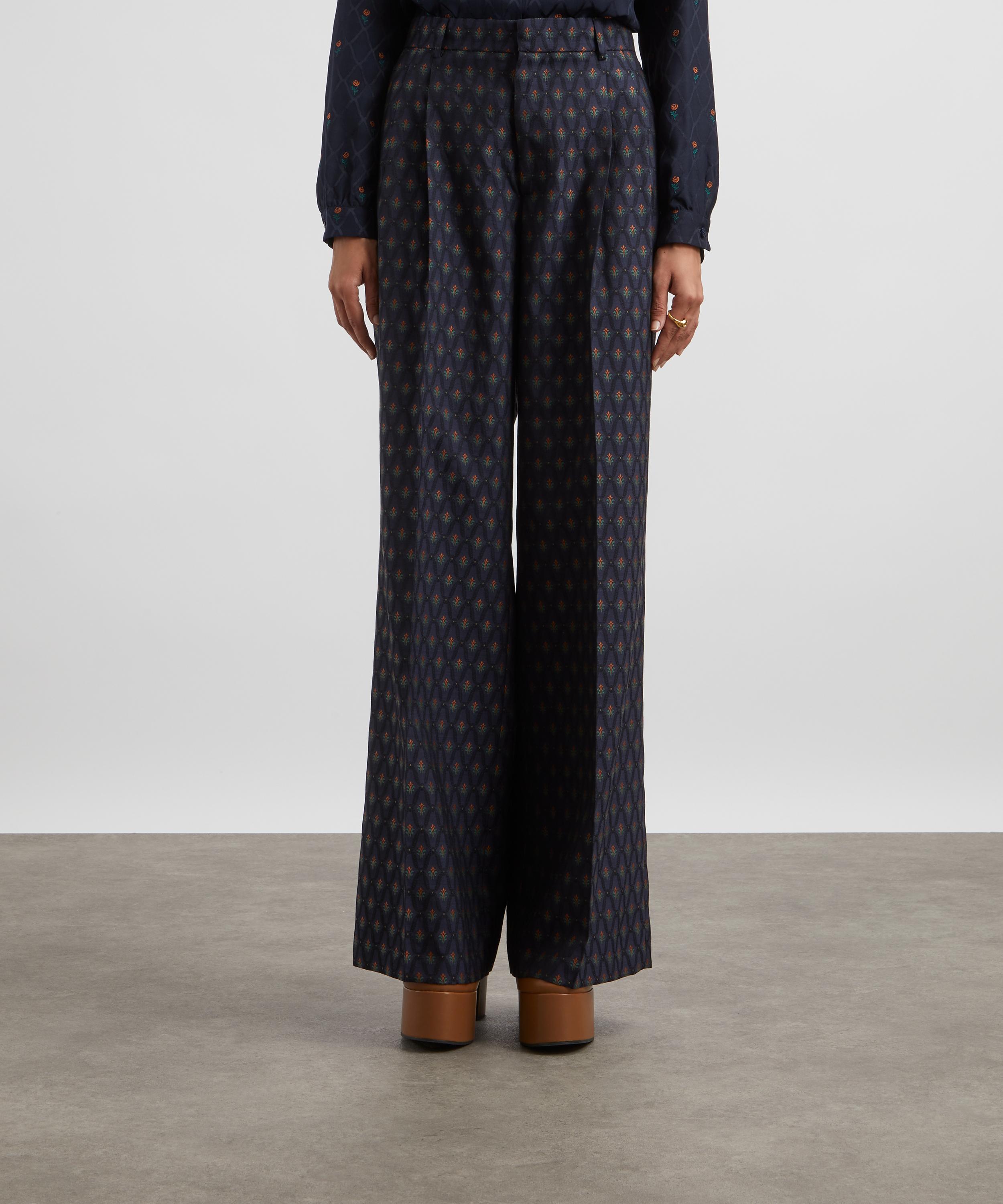 Etro - Jacquard Geometric Floral Wide Leg Trousers image number 2