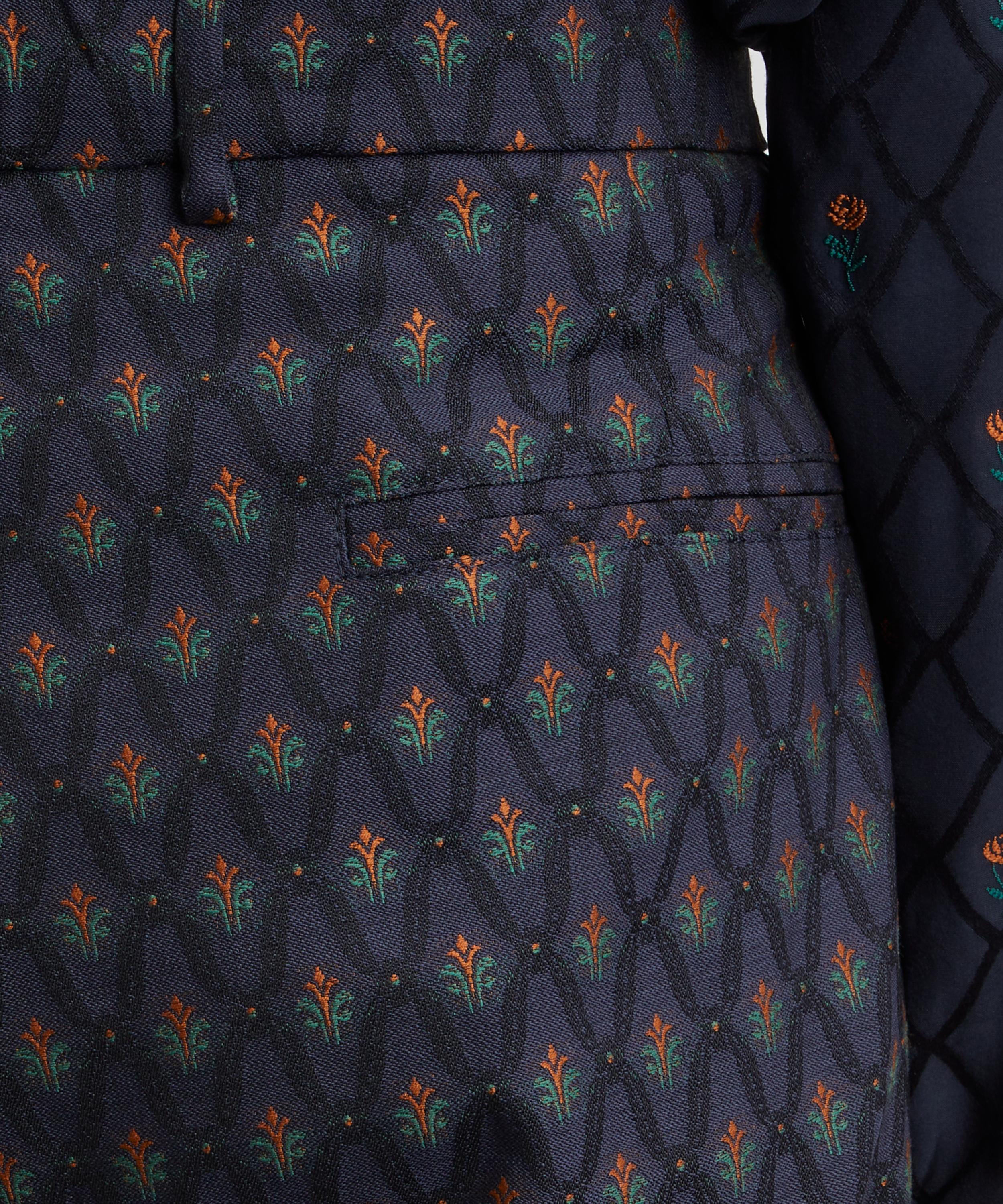 Etro - Jacquard Geometric Floral Wide Leg Trousers image number 4