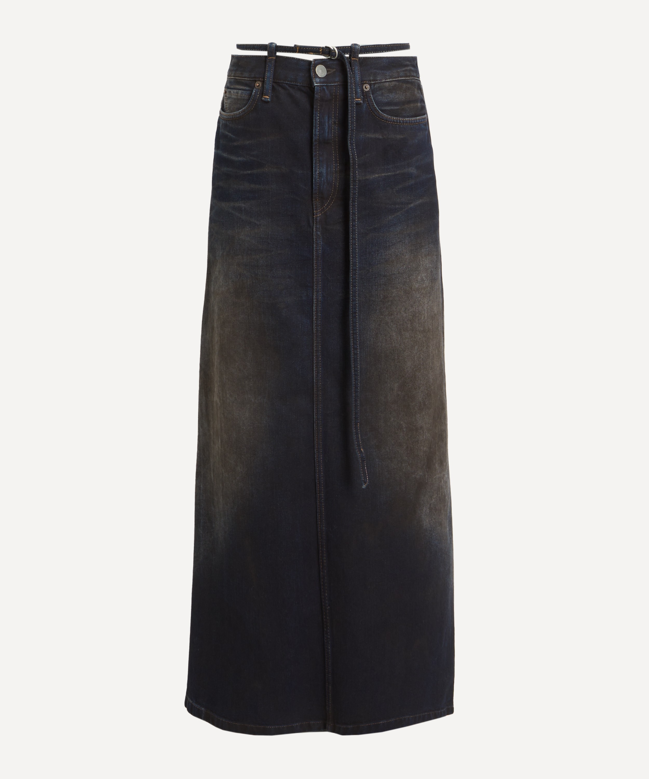 Acne Studios - Dark Blue Denim Belted Maxi Skirt image number 0