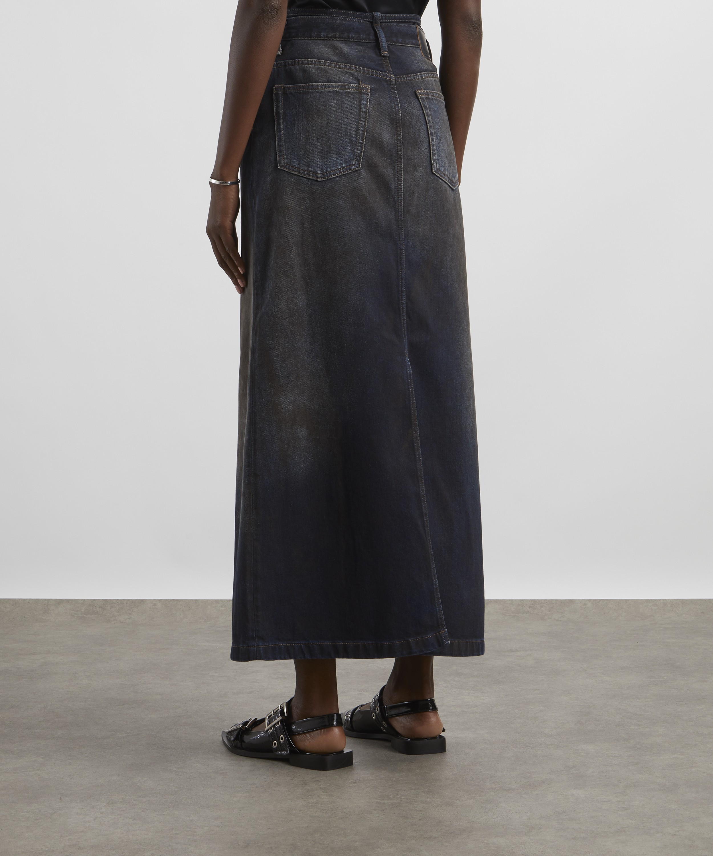 Acne Studios - Dark Blue Denim Belted Maxi Skirt image number 3