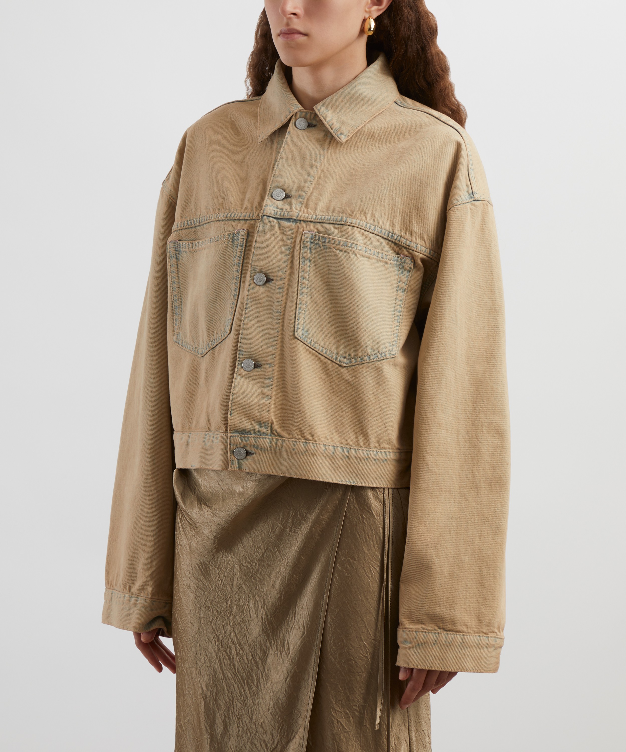 Acne Studios - Light Sand Cropped Denim Jacket image number 2