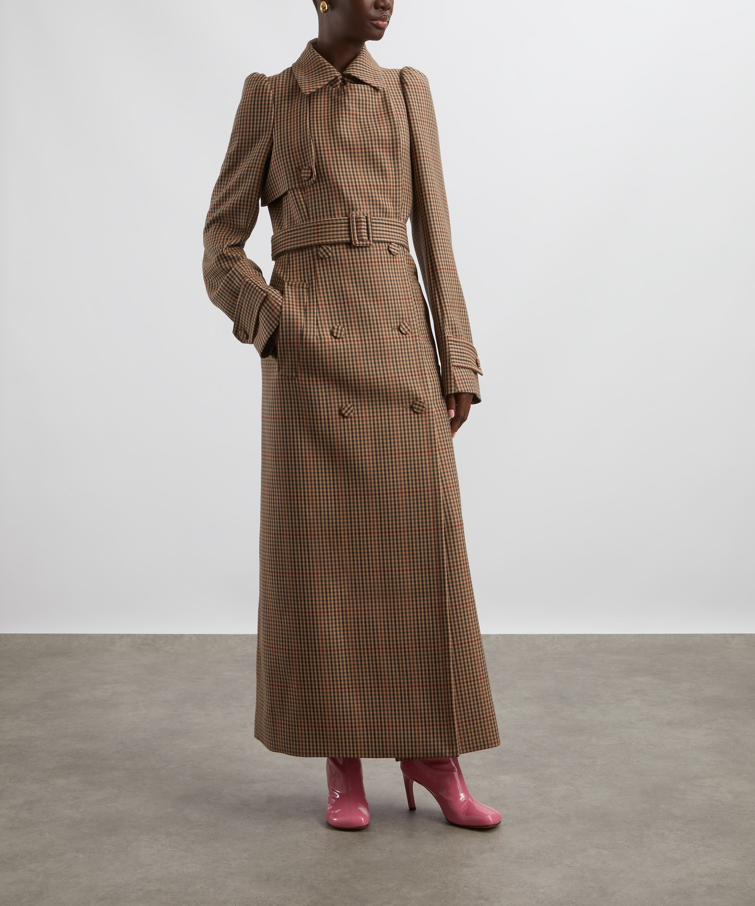 Dries Van Noten - Checked Wool Trench Coat image number 2