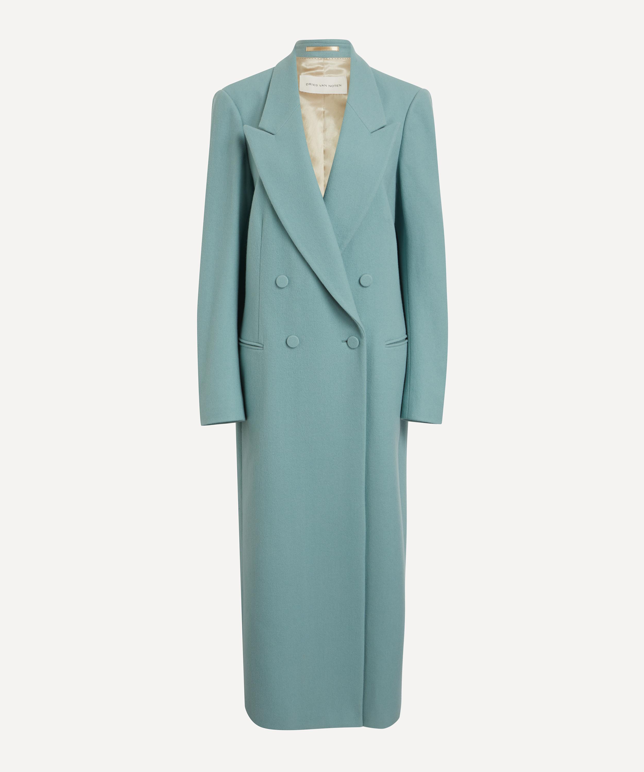 Dries Van Noten - Mint Double-Breasted Wool Coat image number 0