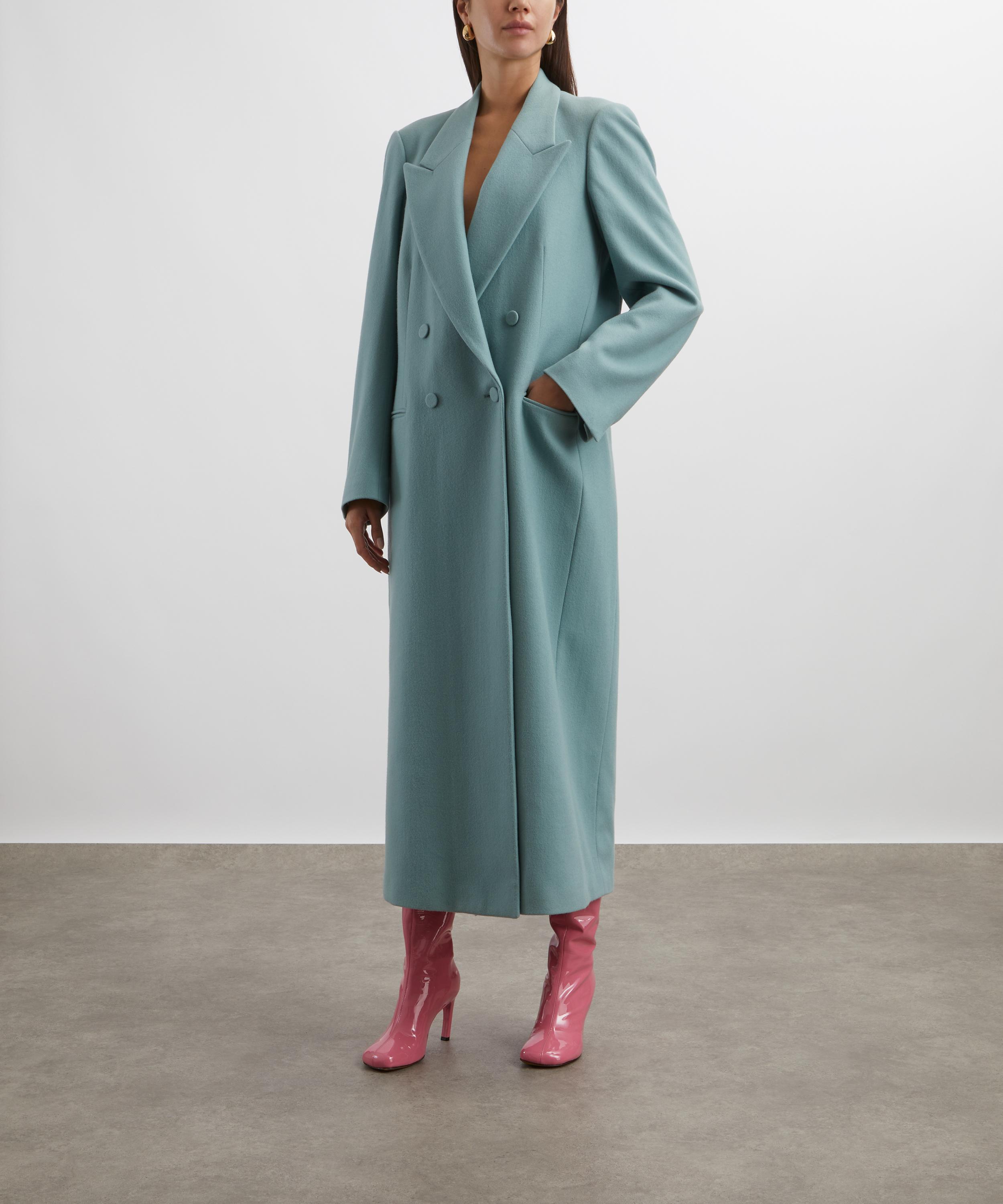 Dries Van Noten - Mint Double-Breasted Wool Coat image number 1