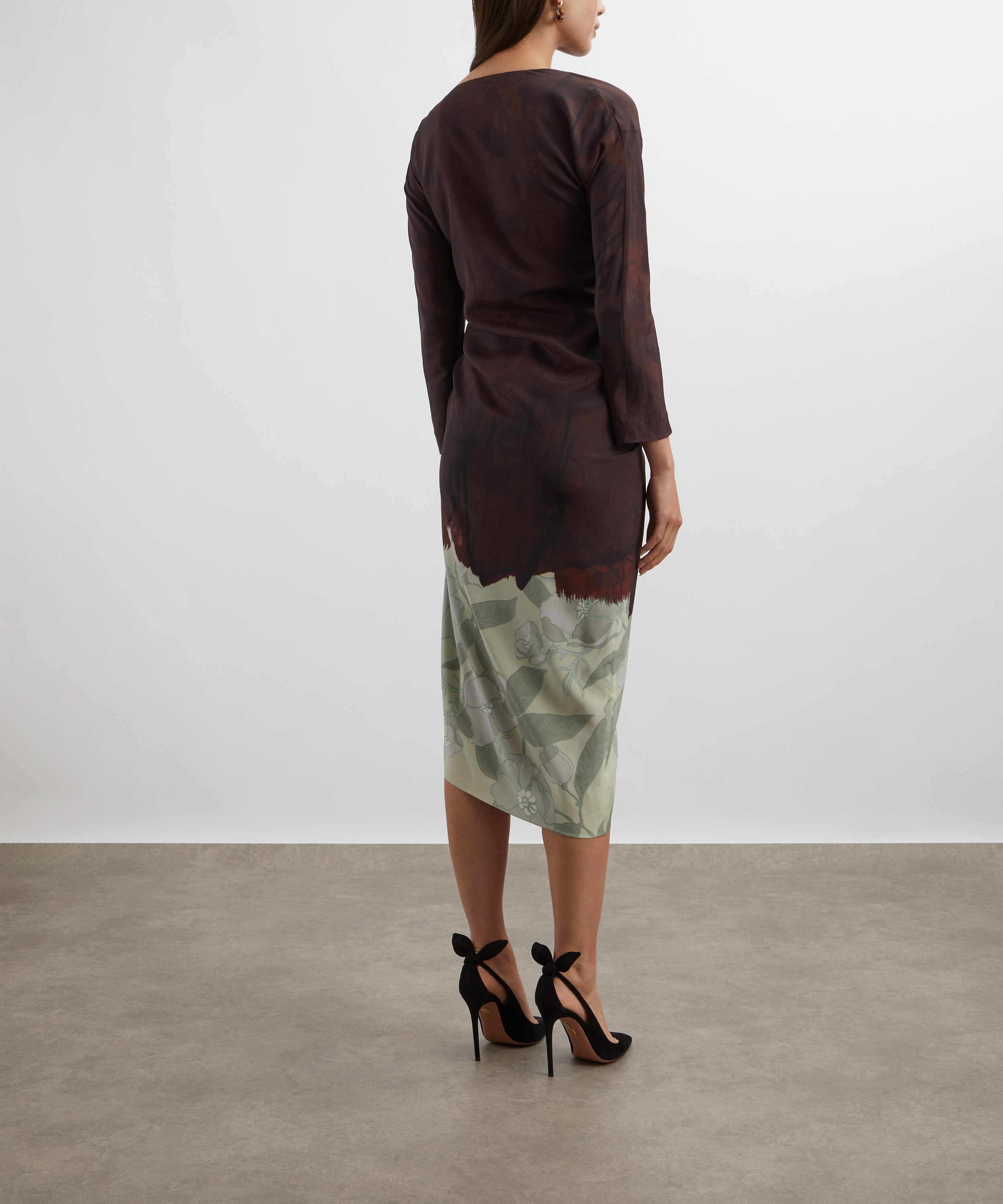 Dries Van Noten - Printed Draped Silk Dress image number 3