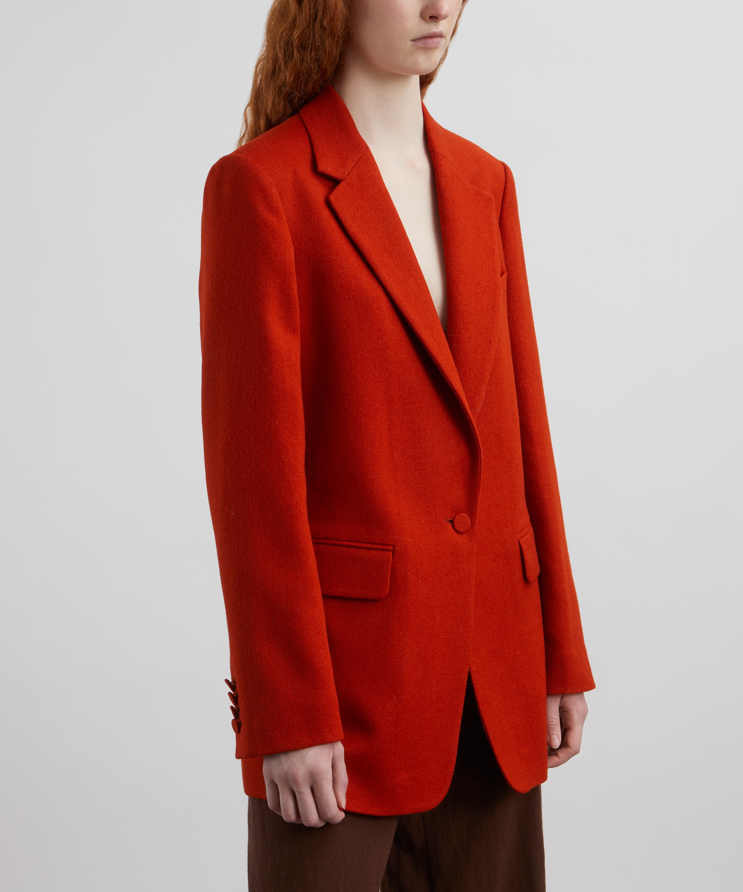 Dries Van Noten - Red Single-Breasted Wool Blazer image number 2