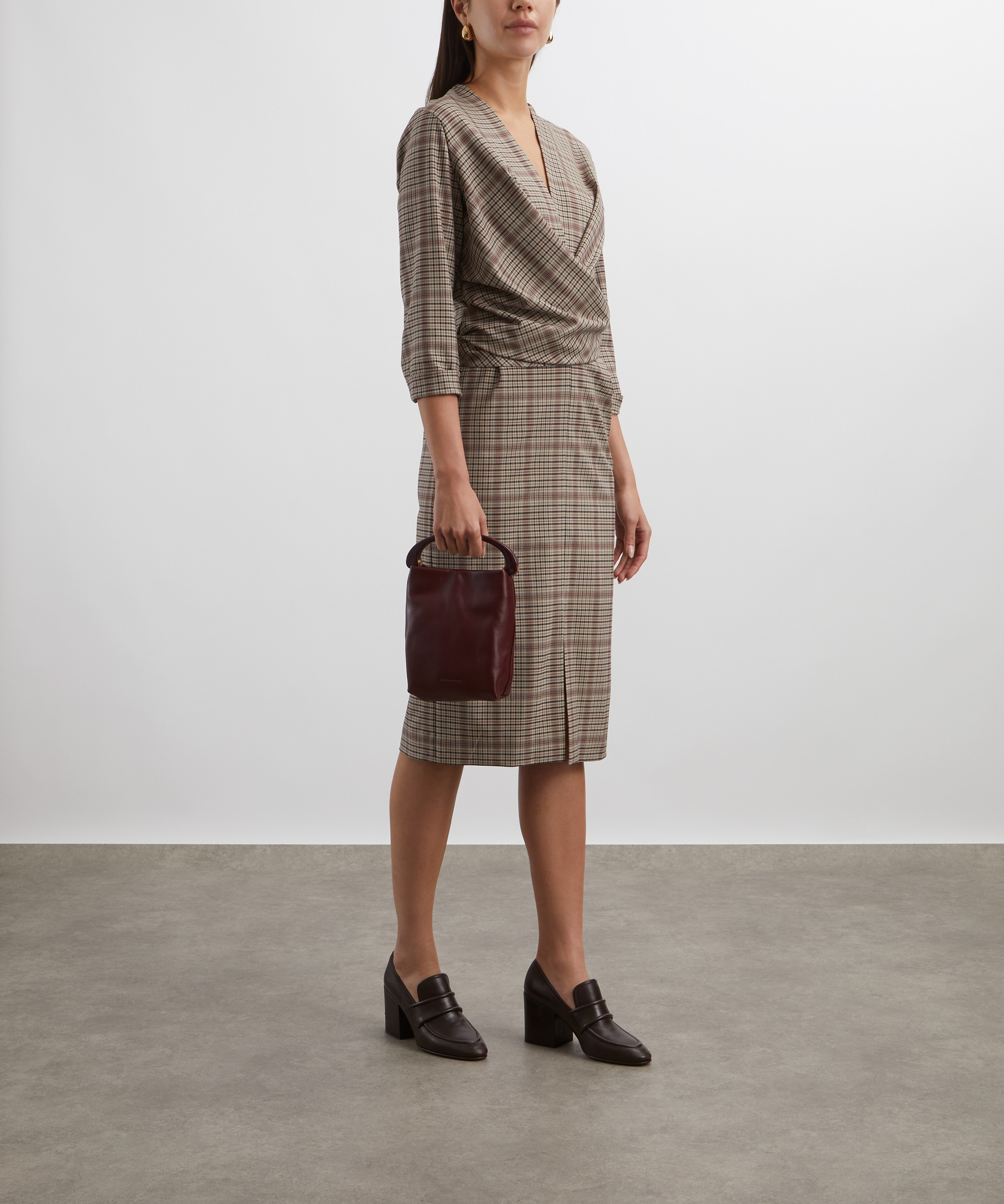 Dries Van Noten - Beige Checked Wrap Dress image number 1