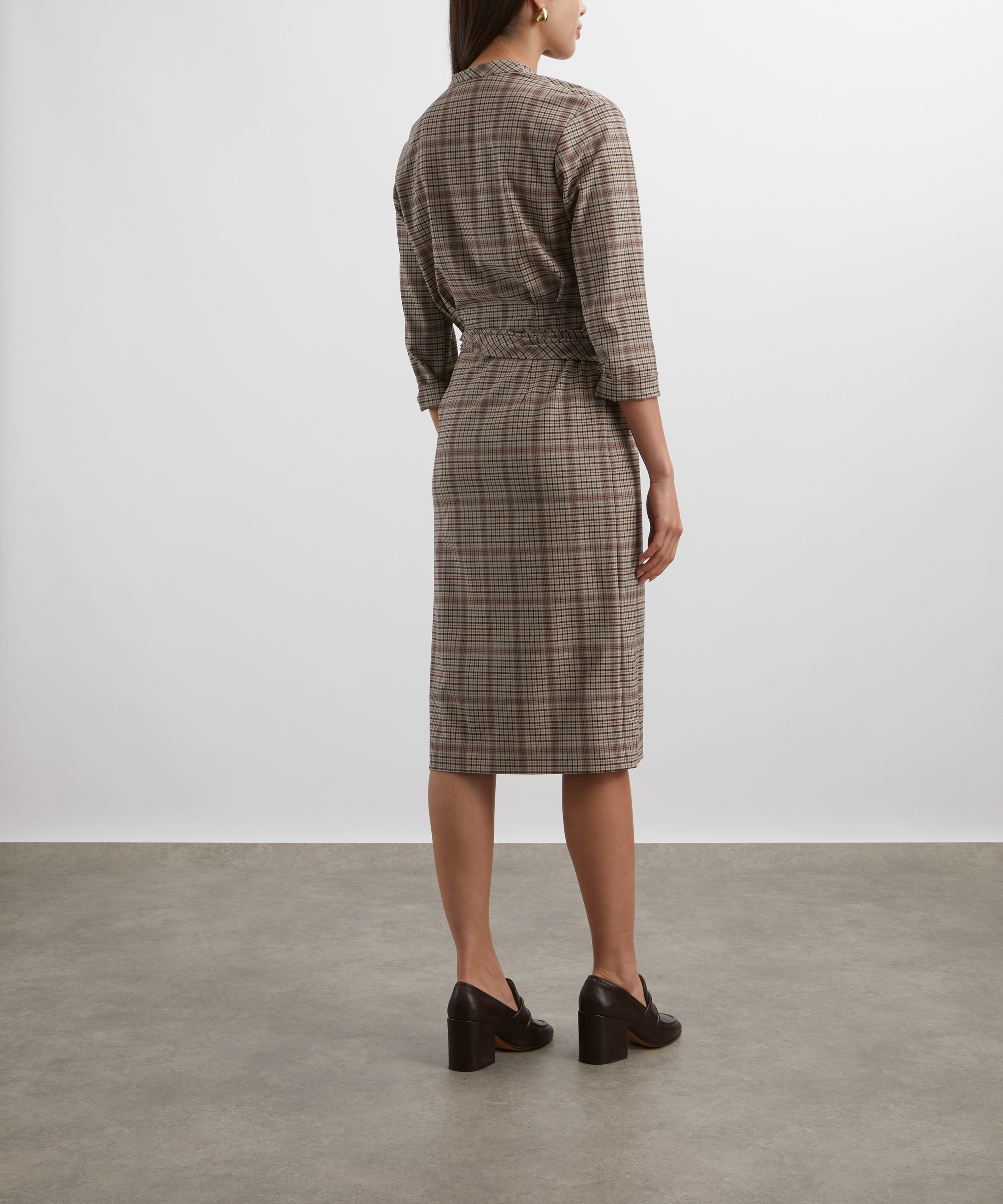 Dries Van Noten - Beige Checked Wrap Dress image number 3