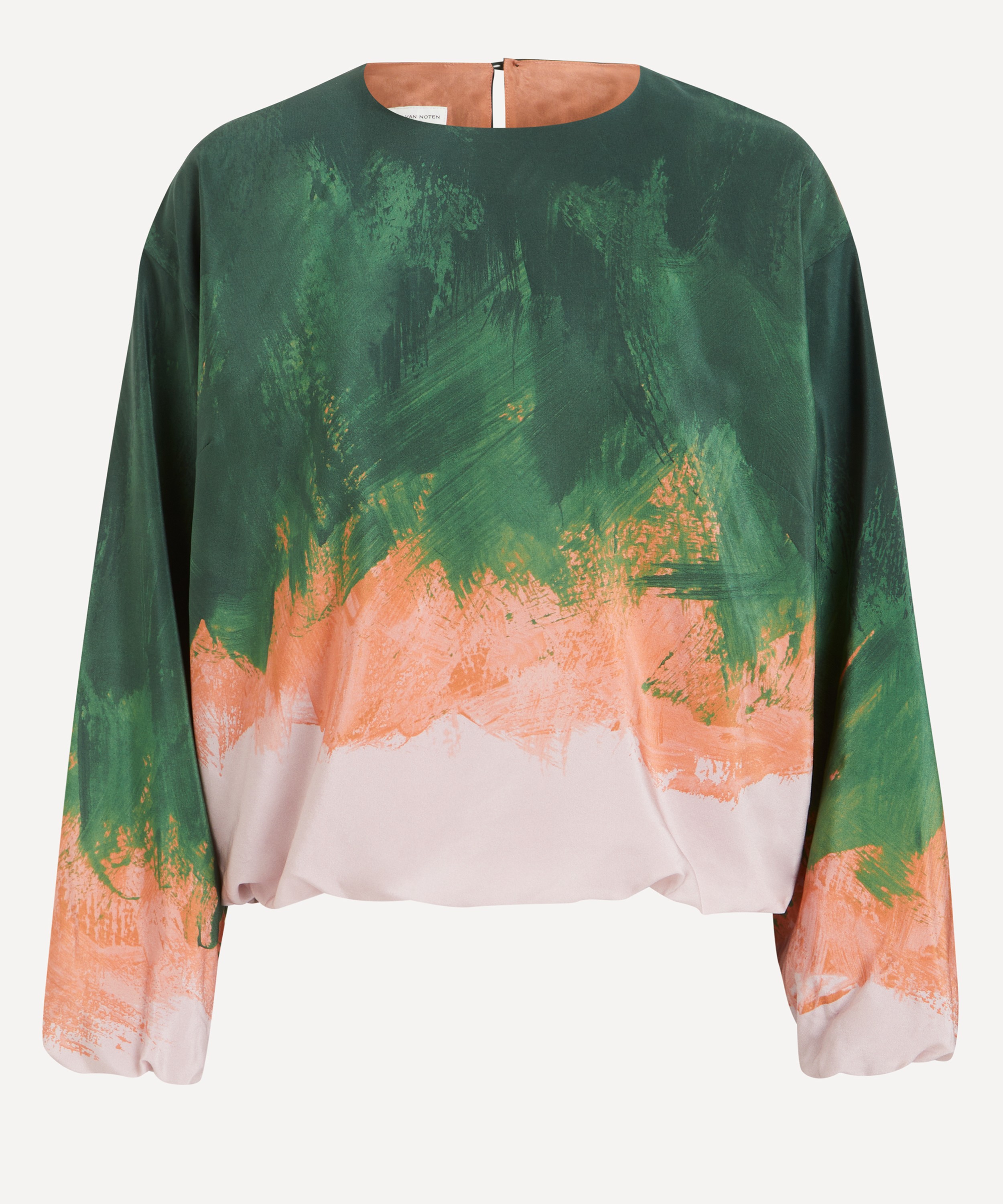 Dries Van Noten - Brushstrokes-Print Silk Cocoon Top image number 0