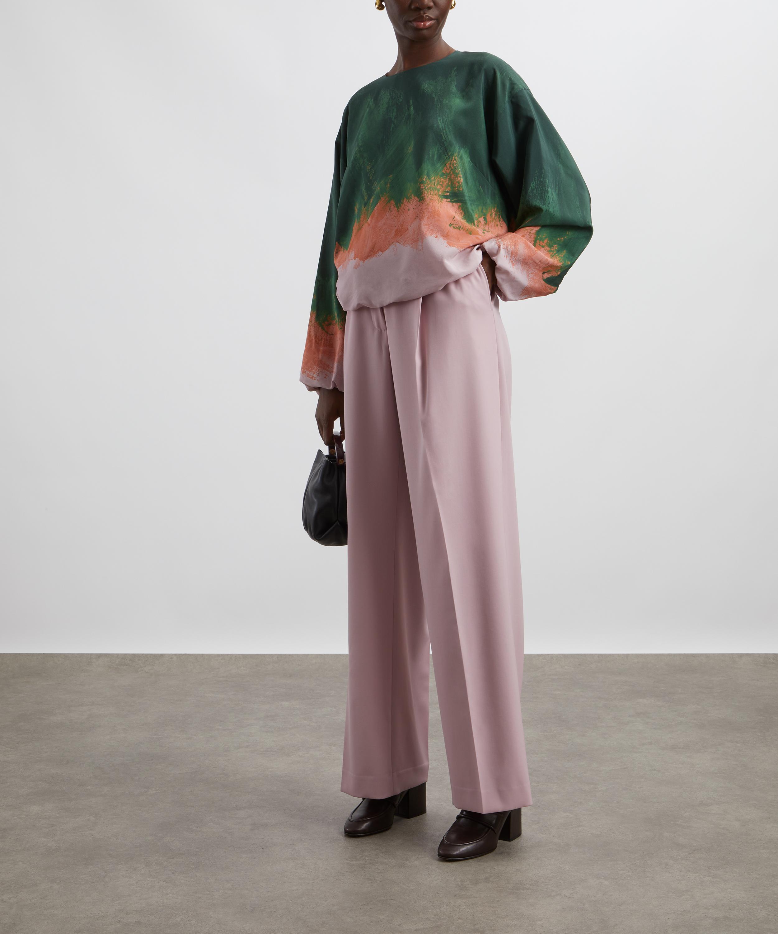 Dries Van Noten - Brushstrokes-Print Silk Cocoon Top image number 1