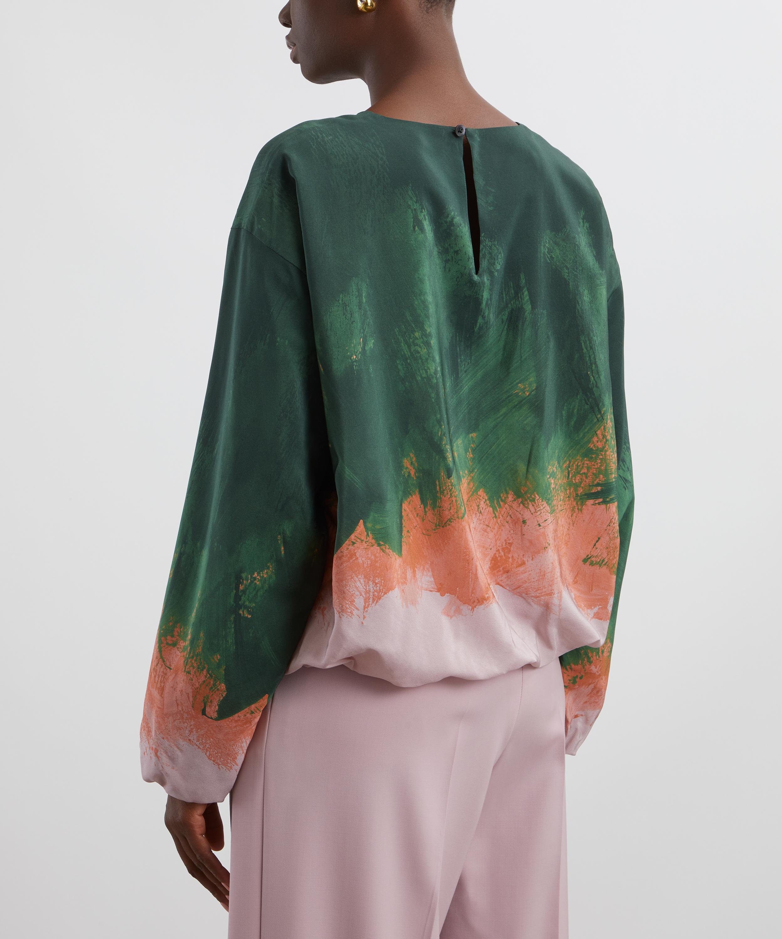 Dries Van Noten - Brushstrokes-Print Silk Cocoon Top image number 3